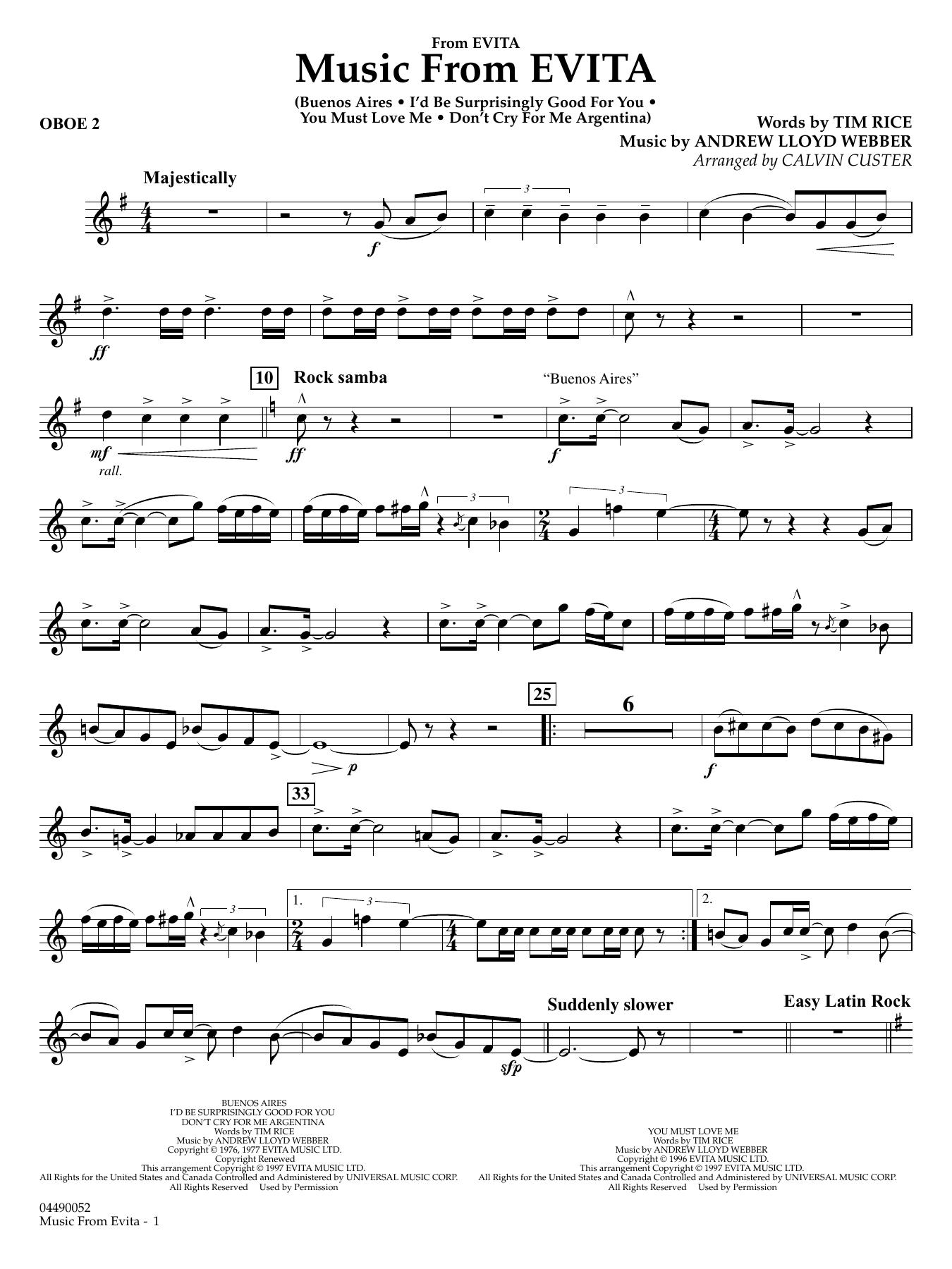 Music from Evita (arr. Calvin Custer) - Oboe 2
