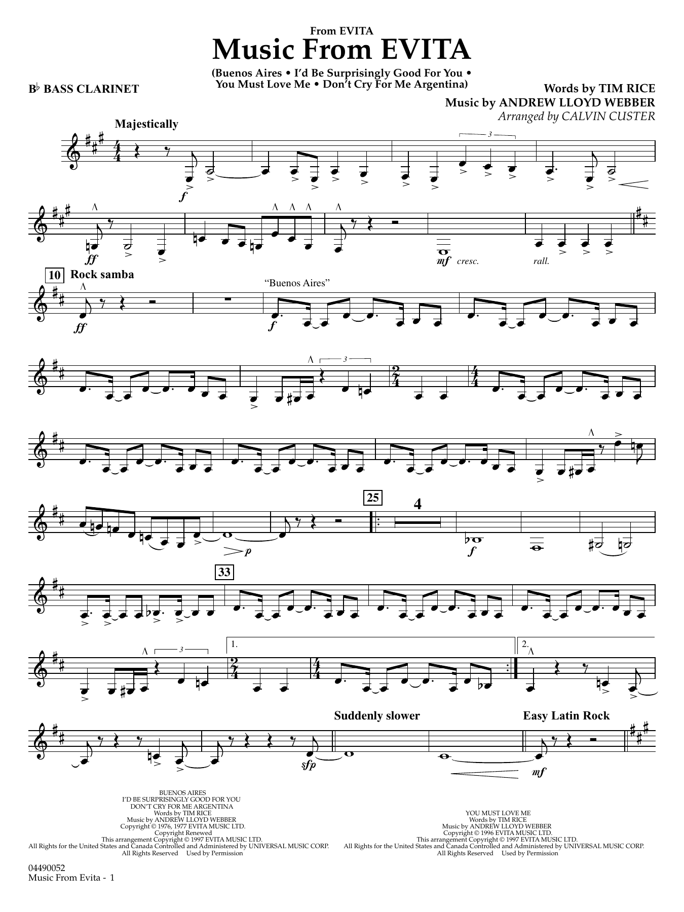 Music from Evita (arr. Calvin Custer) - Bb Bass Clarinet