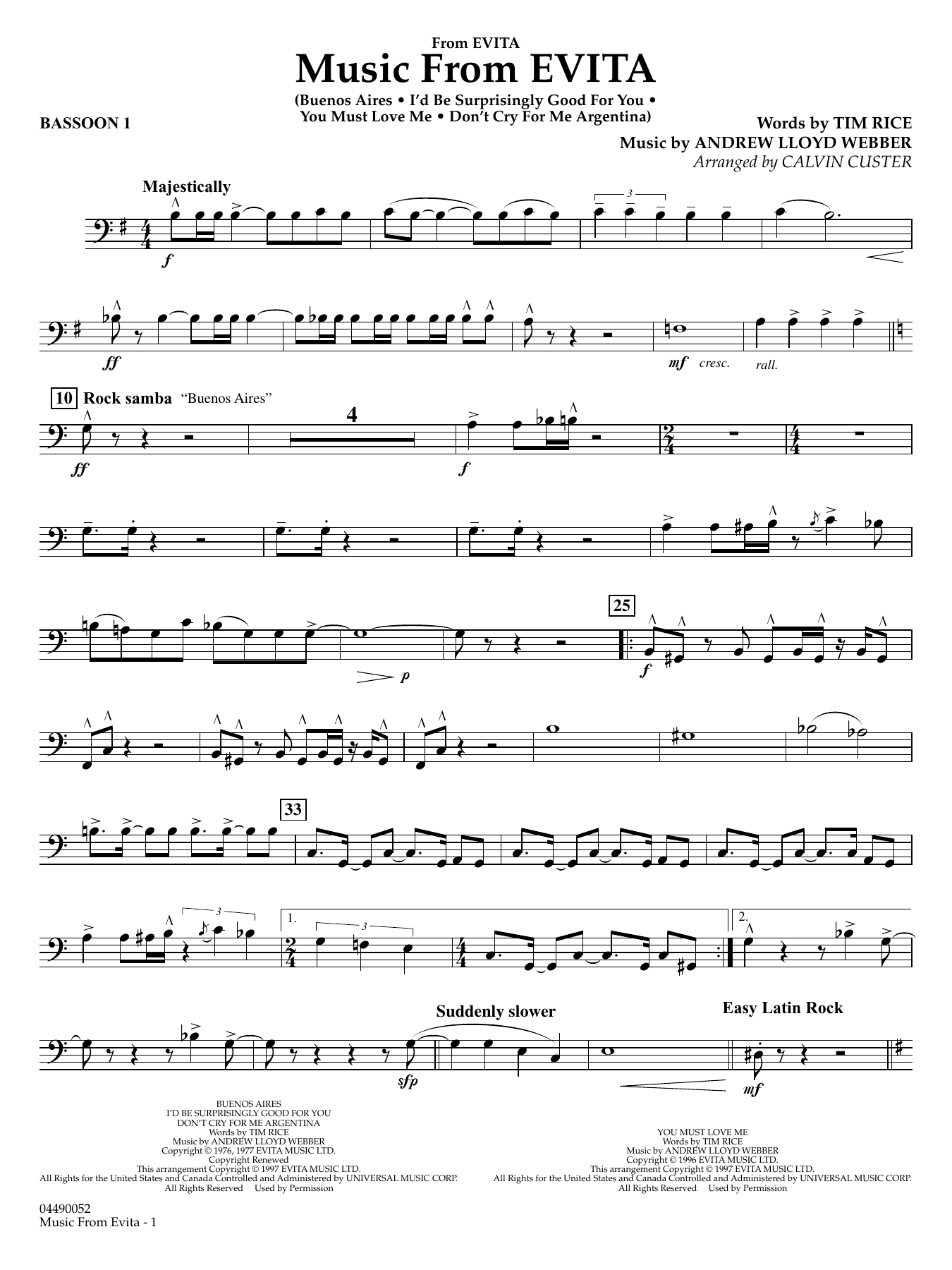 Music from Evita (arr. Calvin Custer) - Bassoon 1