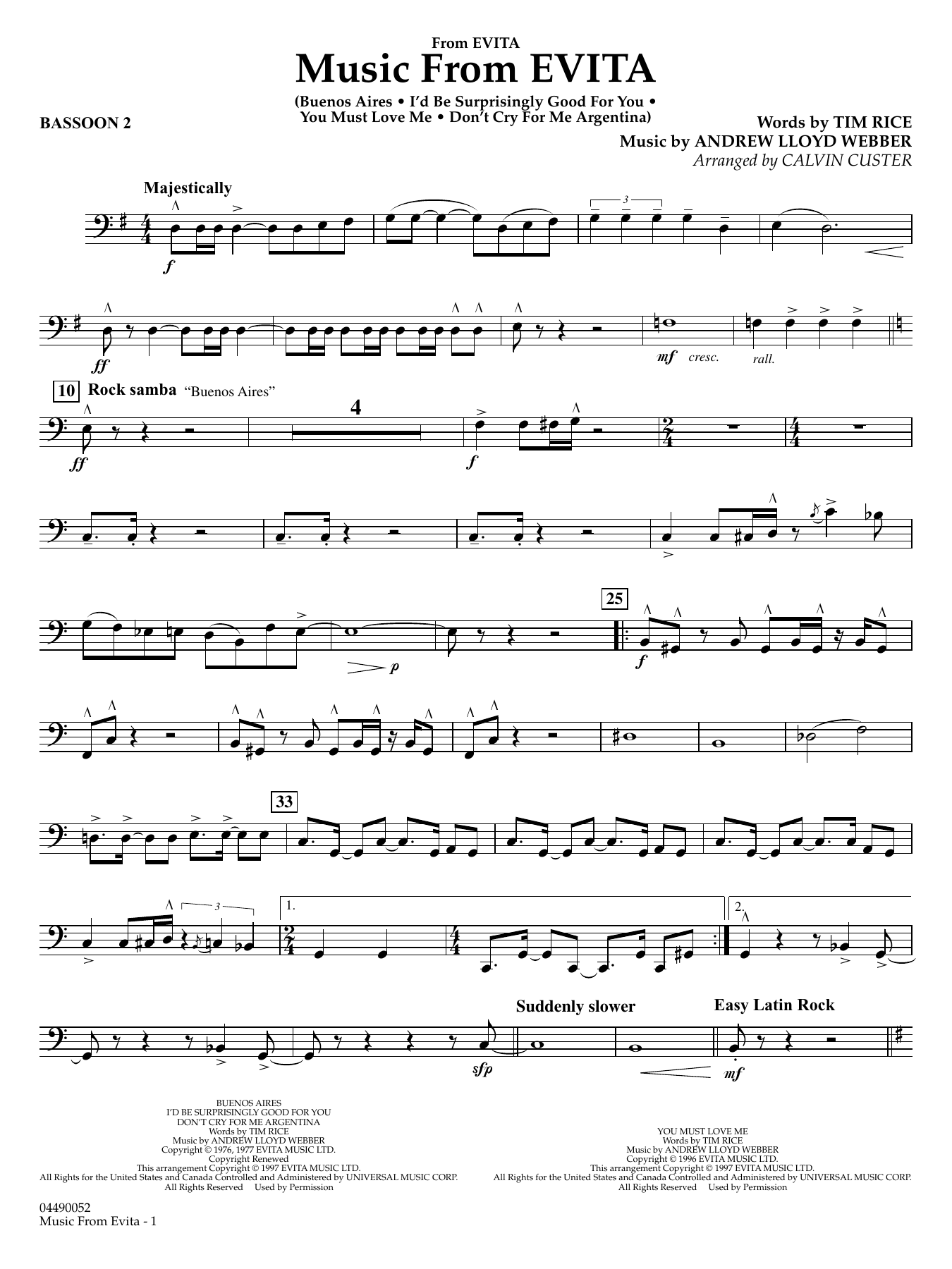 Music from Evita (arr. Calvin Custer) - Bassoon 2