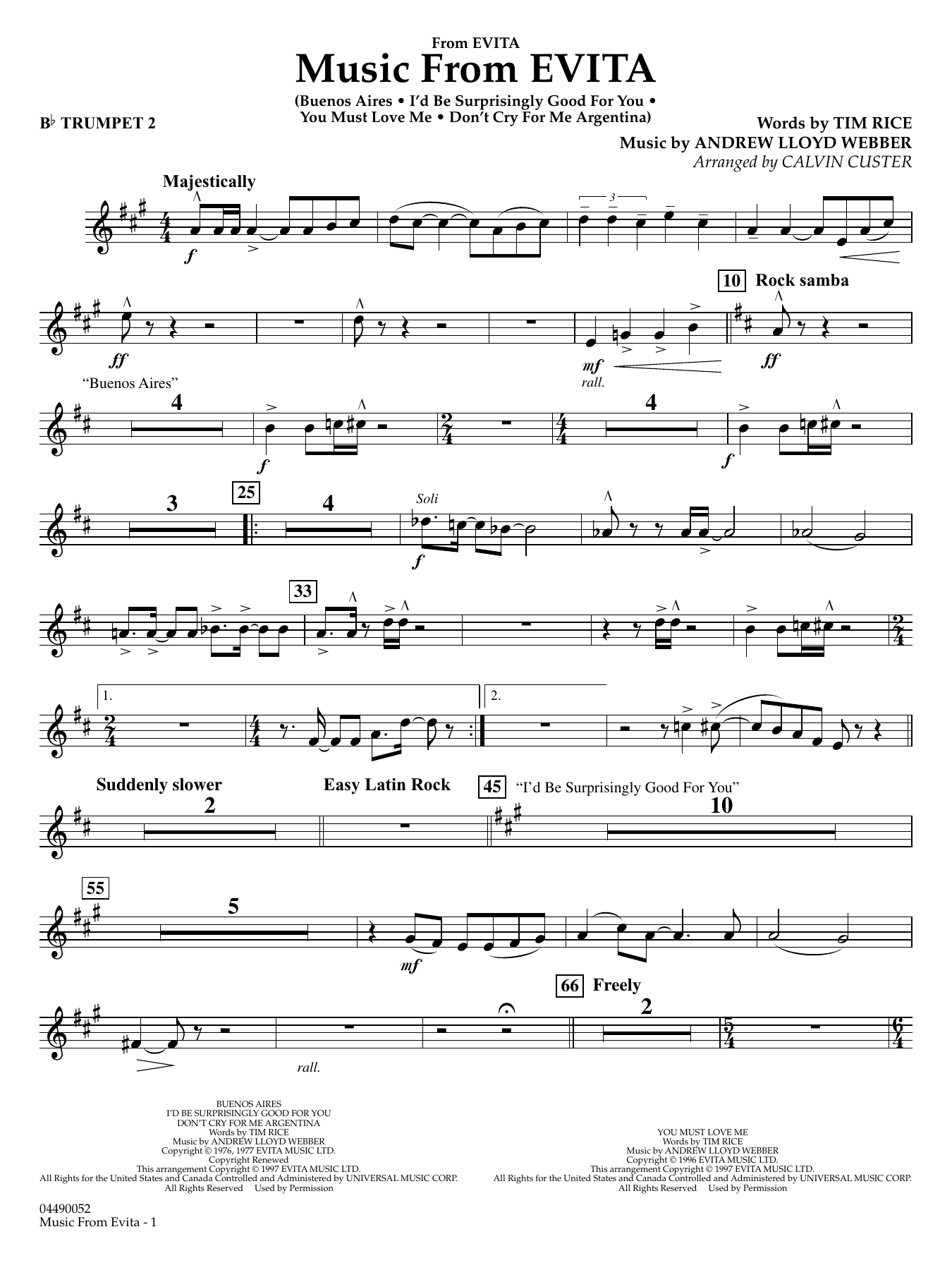 Music from Evita (arr. Calvin Custer) - Bb Trumpet 2