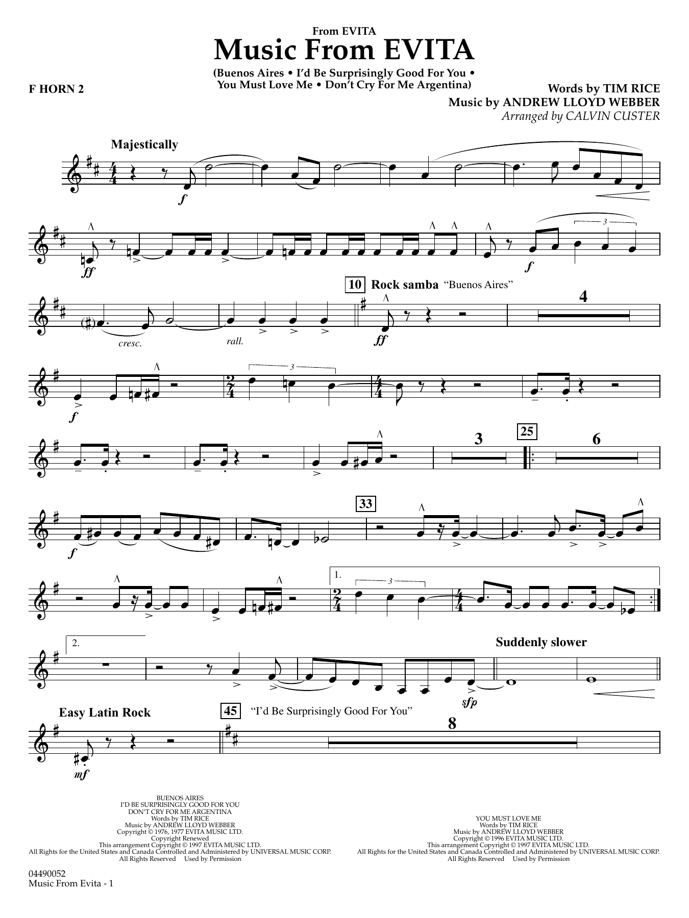 Music from Evita (arr. Calvin Custer) - F Horn 2