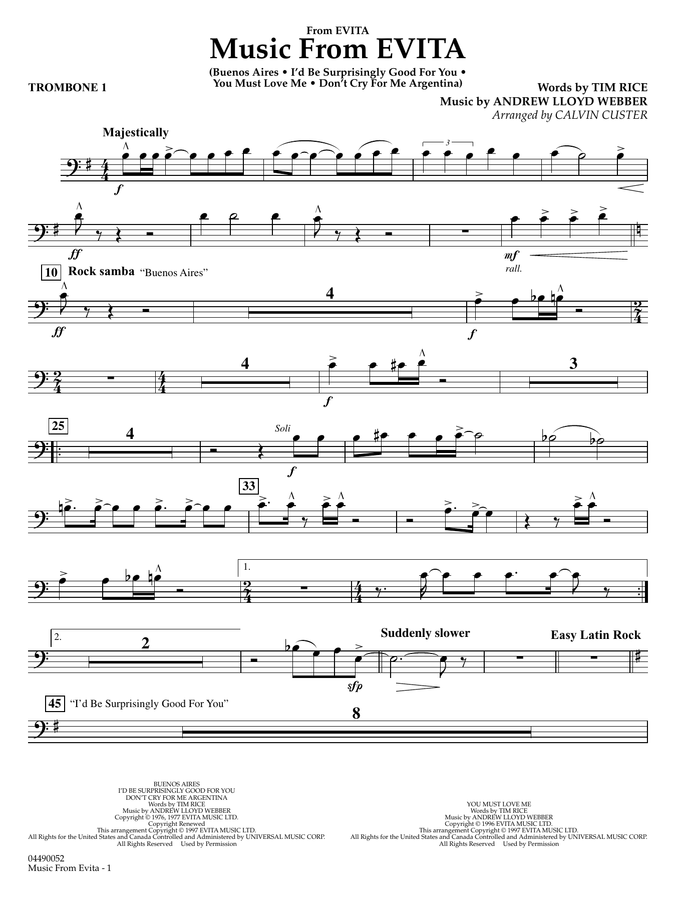 Music from Evita (arr. Calvin Custer) - Trombone 1