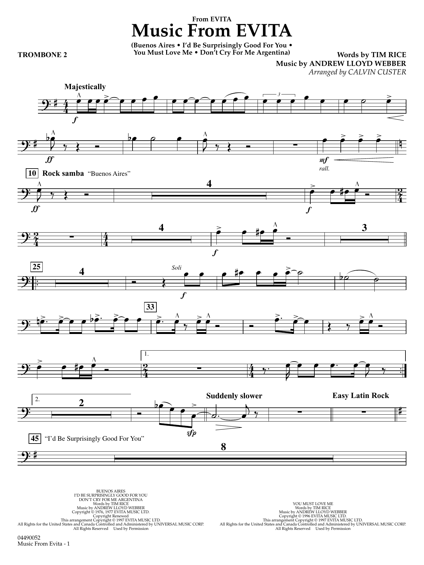 Music from Evita (arr. Calvin Custer) - Trombone 2