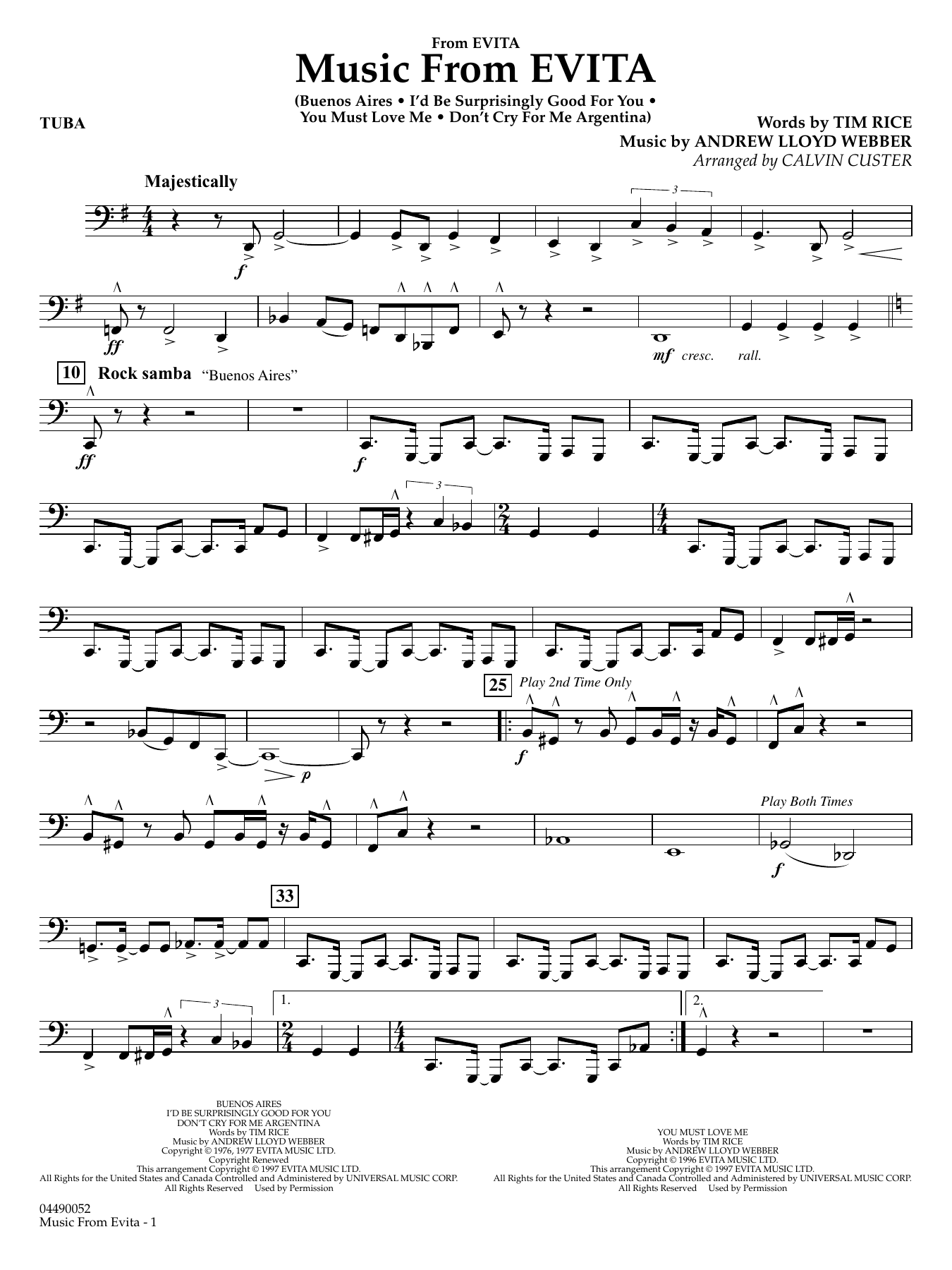 Music from Evita (arr. Calvin Custer) - Tuba