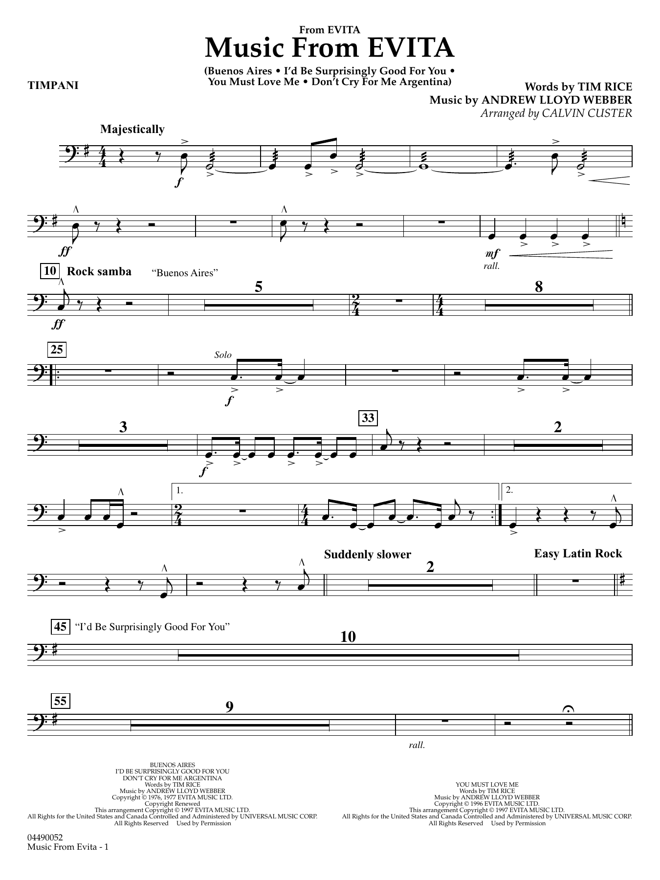 Music from Evita (arr. Calvin Custer) - Timpani