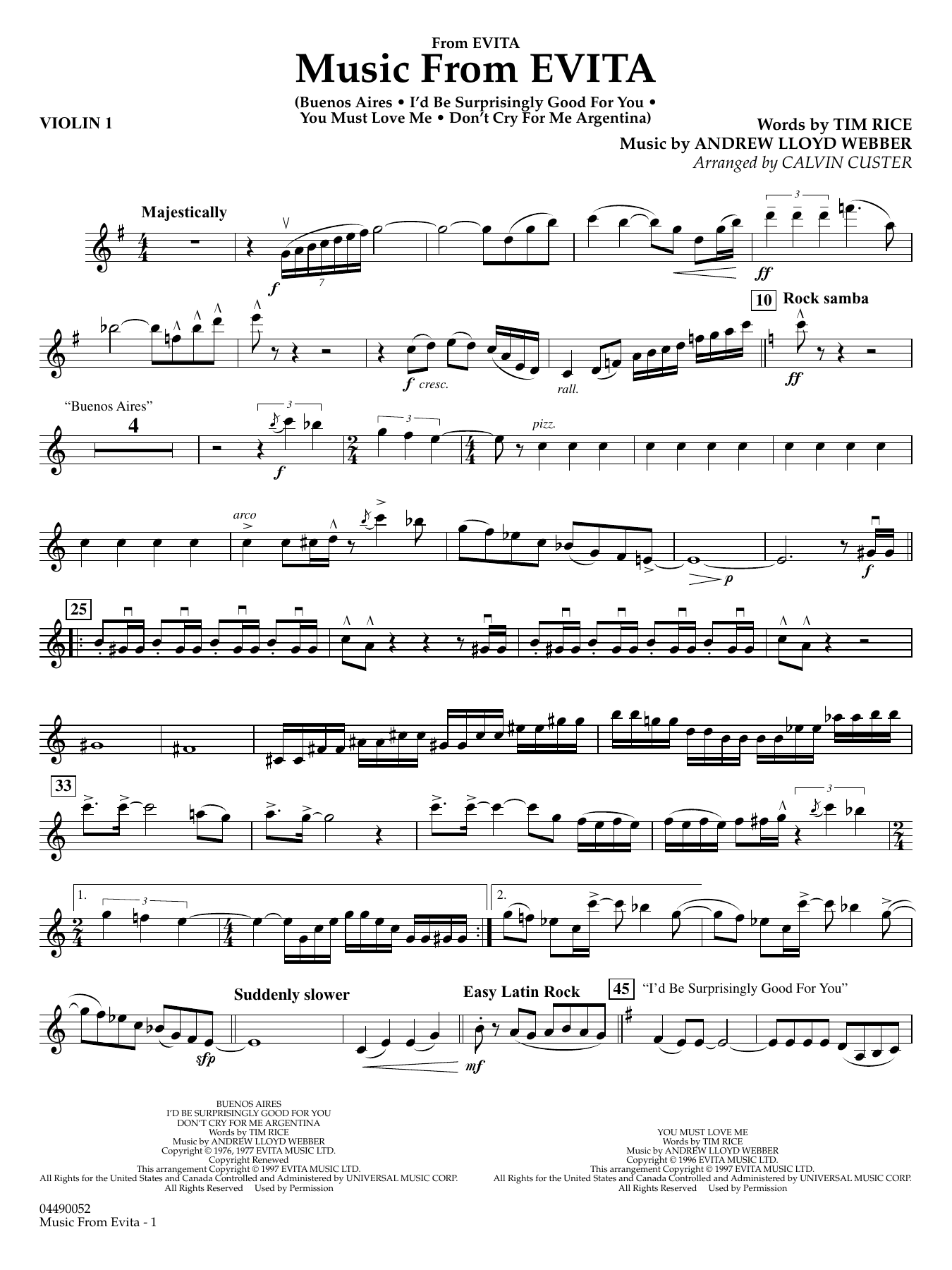Music from Evita (arr. Calvin Custer) - Violin 1