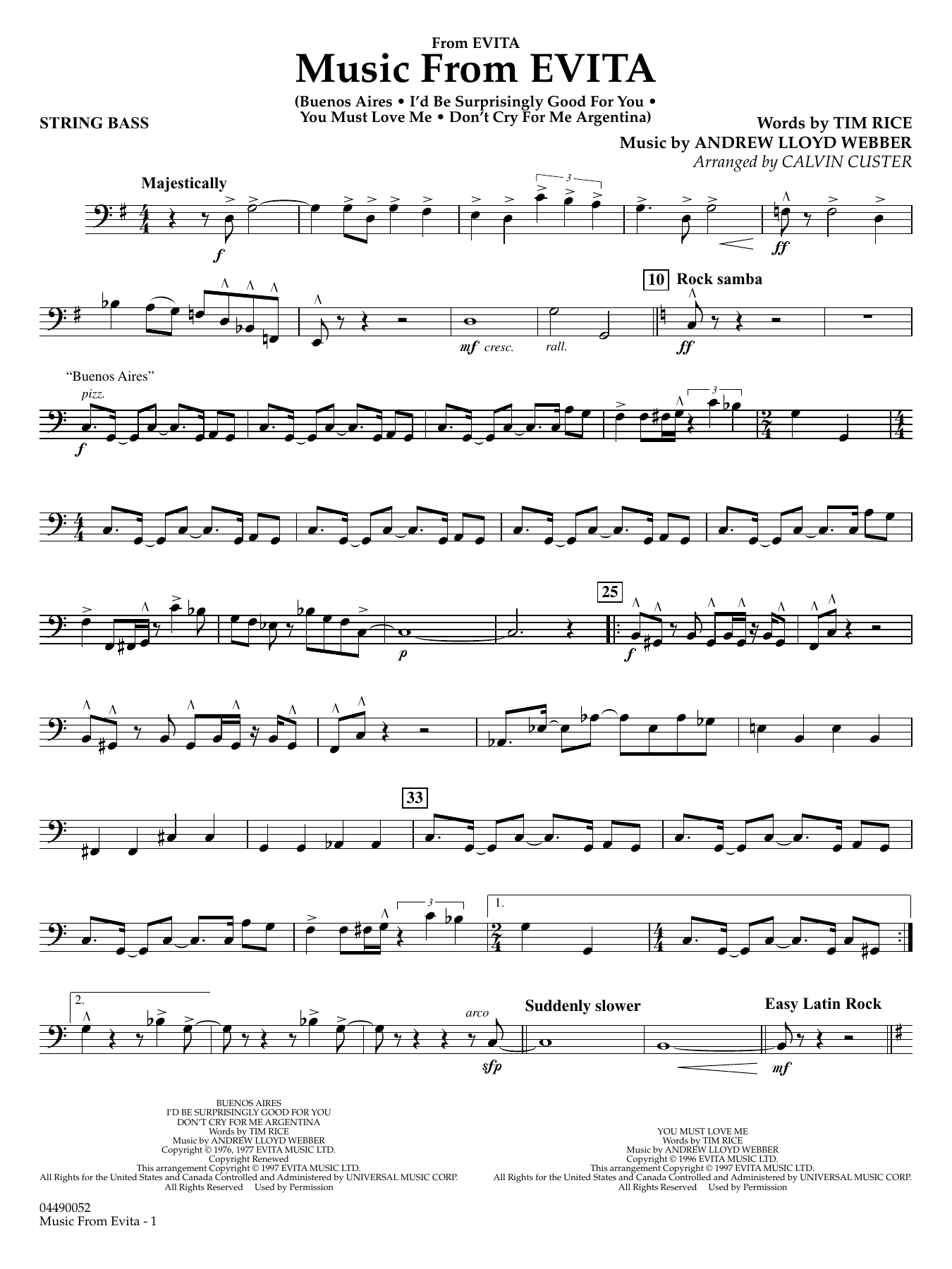 Music from Evita (arr. Calvin Custer) - String Bass