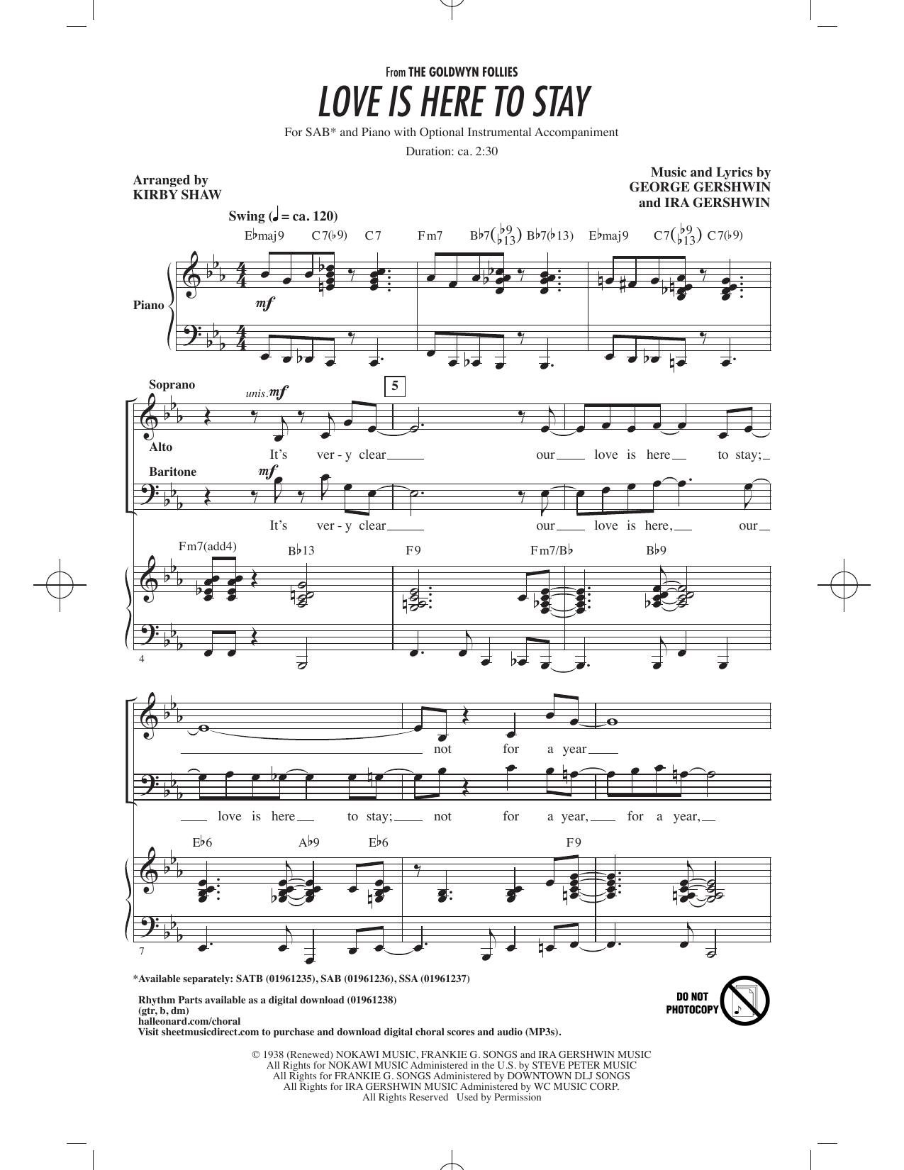 Love Is Here To Stay (arr. Kirby Shaw)