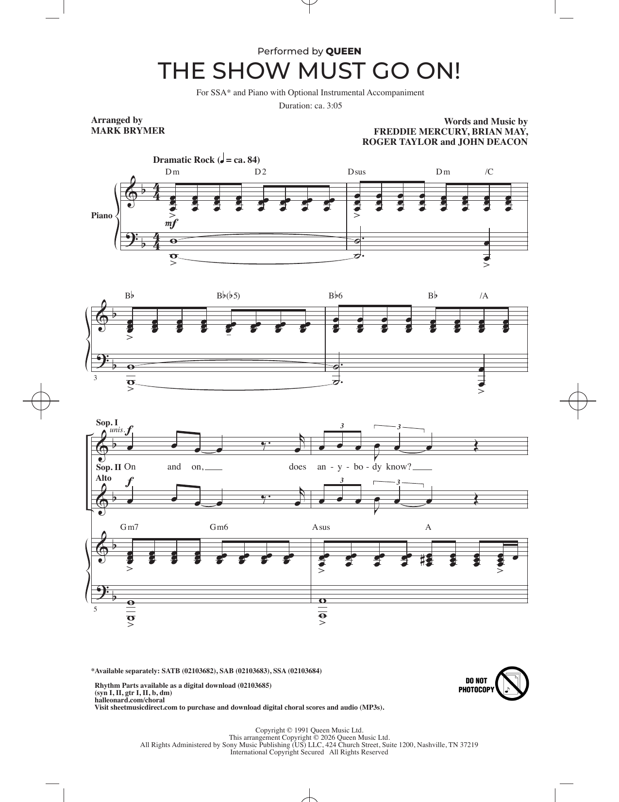 The Show Must Go On (arr. Mark Brymer)