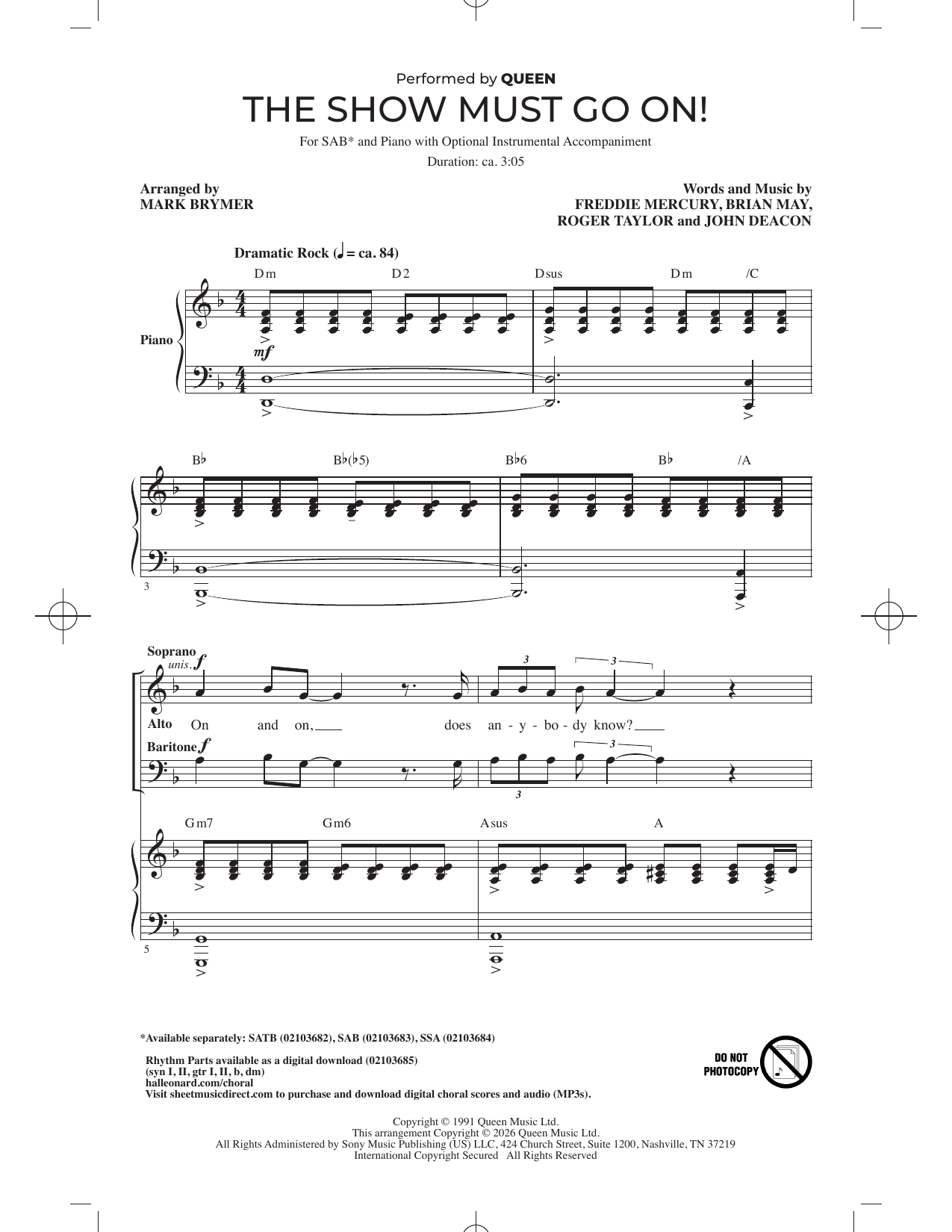 The Show Must Go On (arr. Mark Brymer)