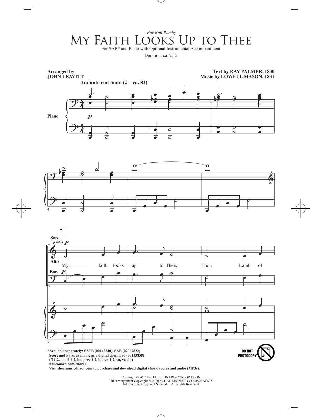 My Faith Looks Up To Thee (arr. John Leavitt)