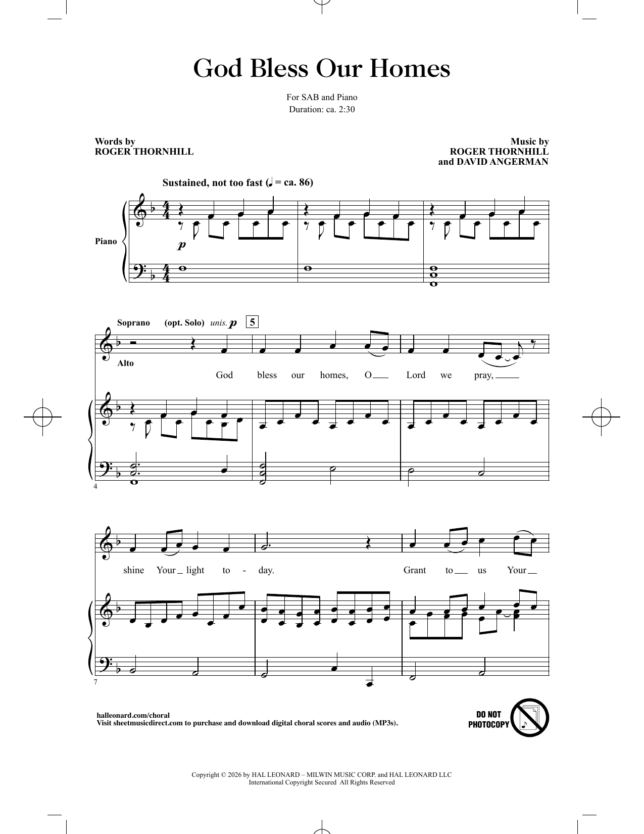 God Bless Our Homes – Roger Thornhill – Notenvorschau