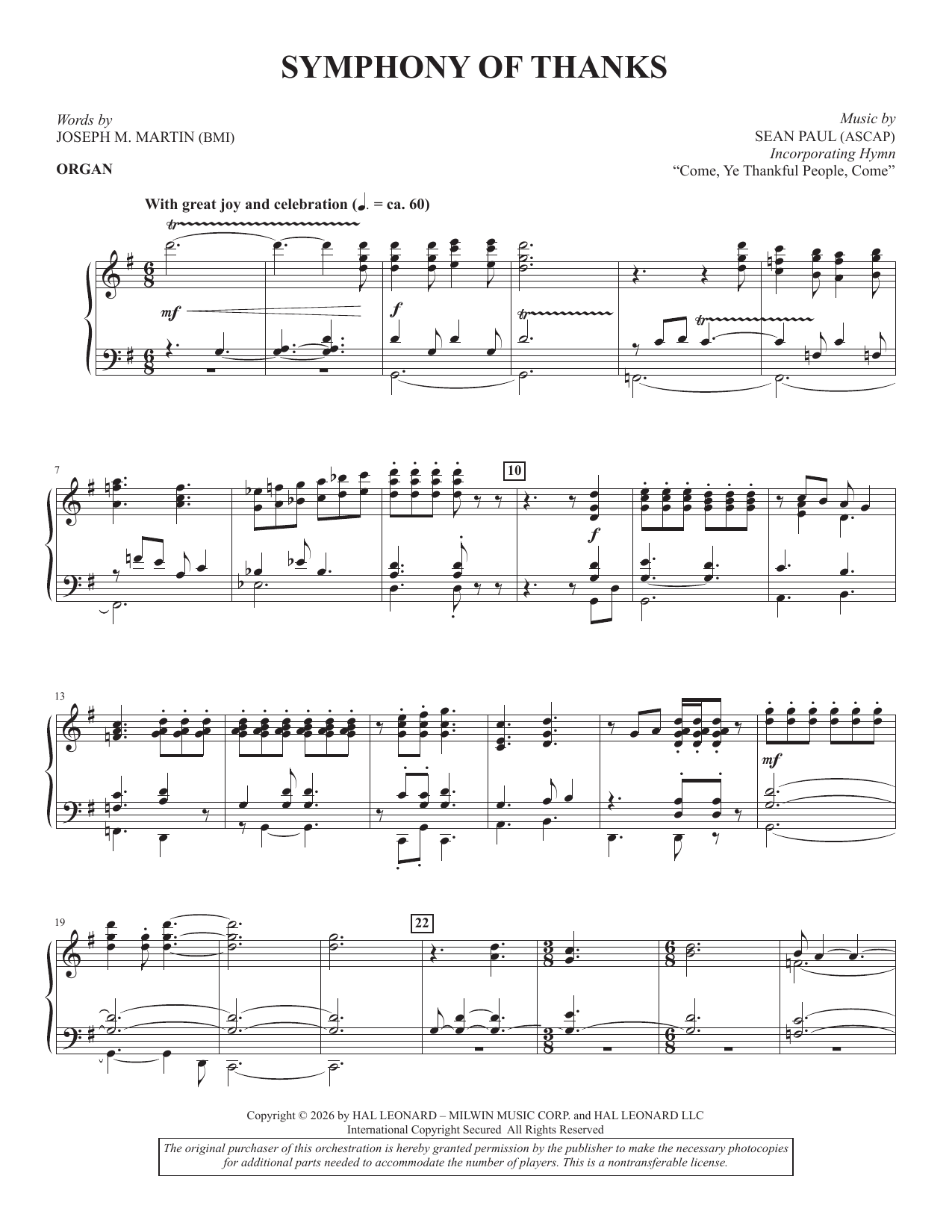 Symphony Of Thanks - Organ