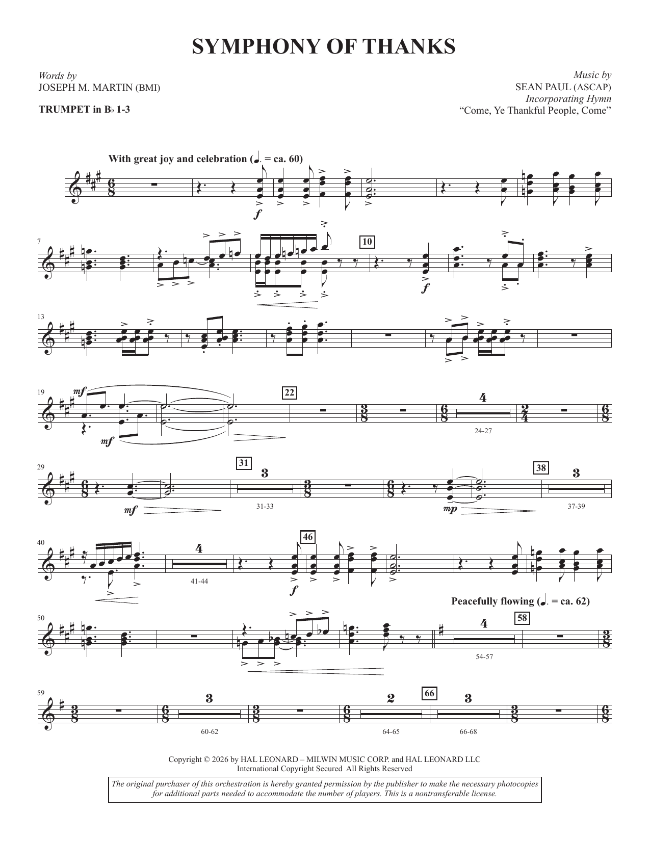 Symphony Of Thanks - Bb Trumpet 1,2,3