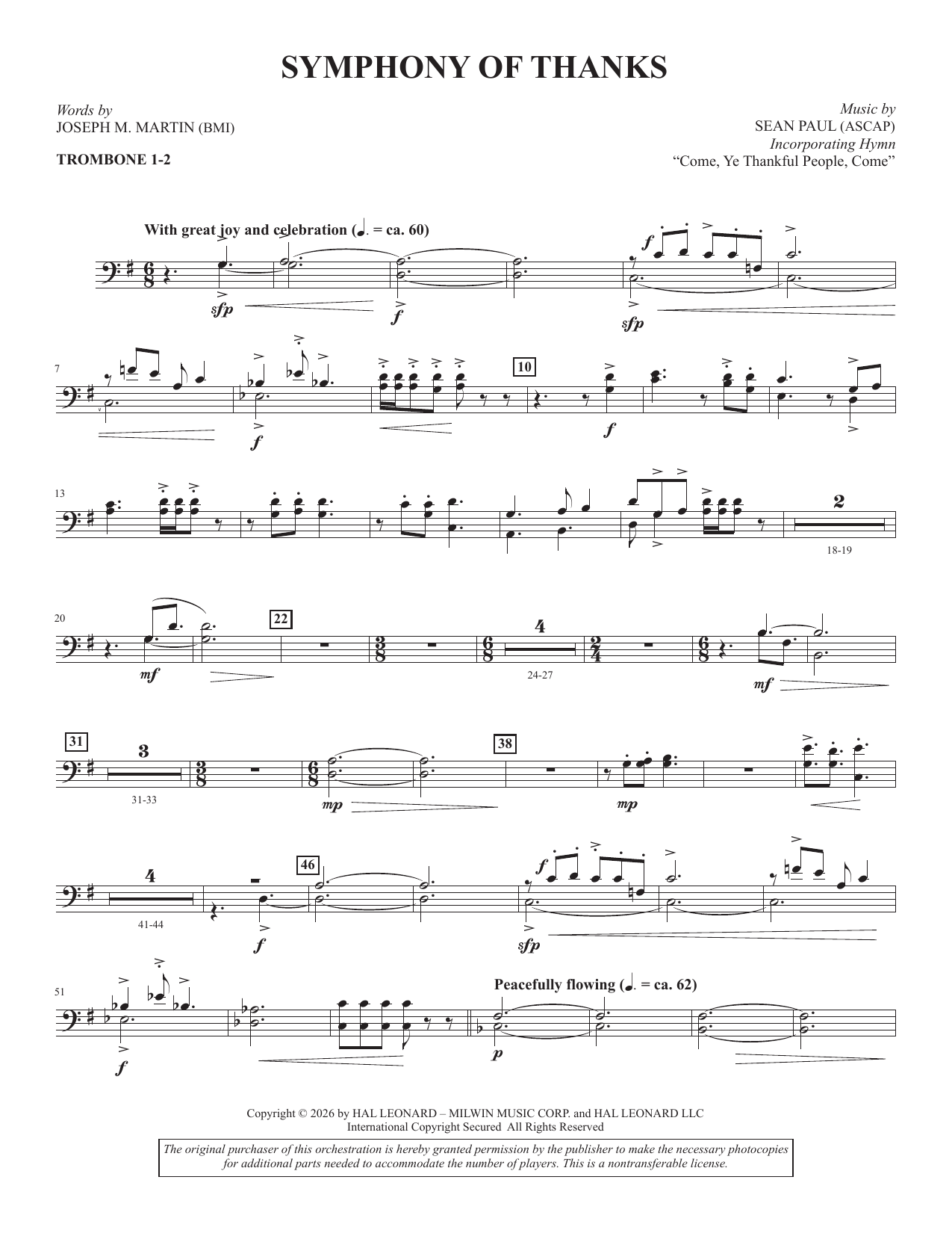 Symphony Of Thanks - Trombone 1, 2