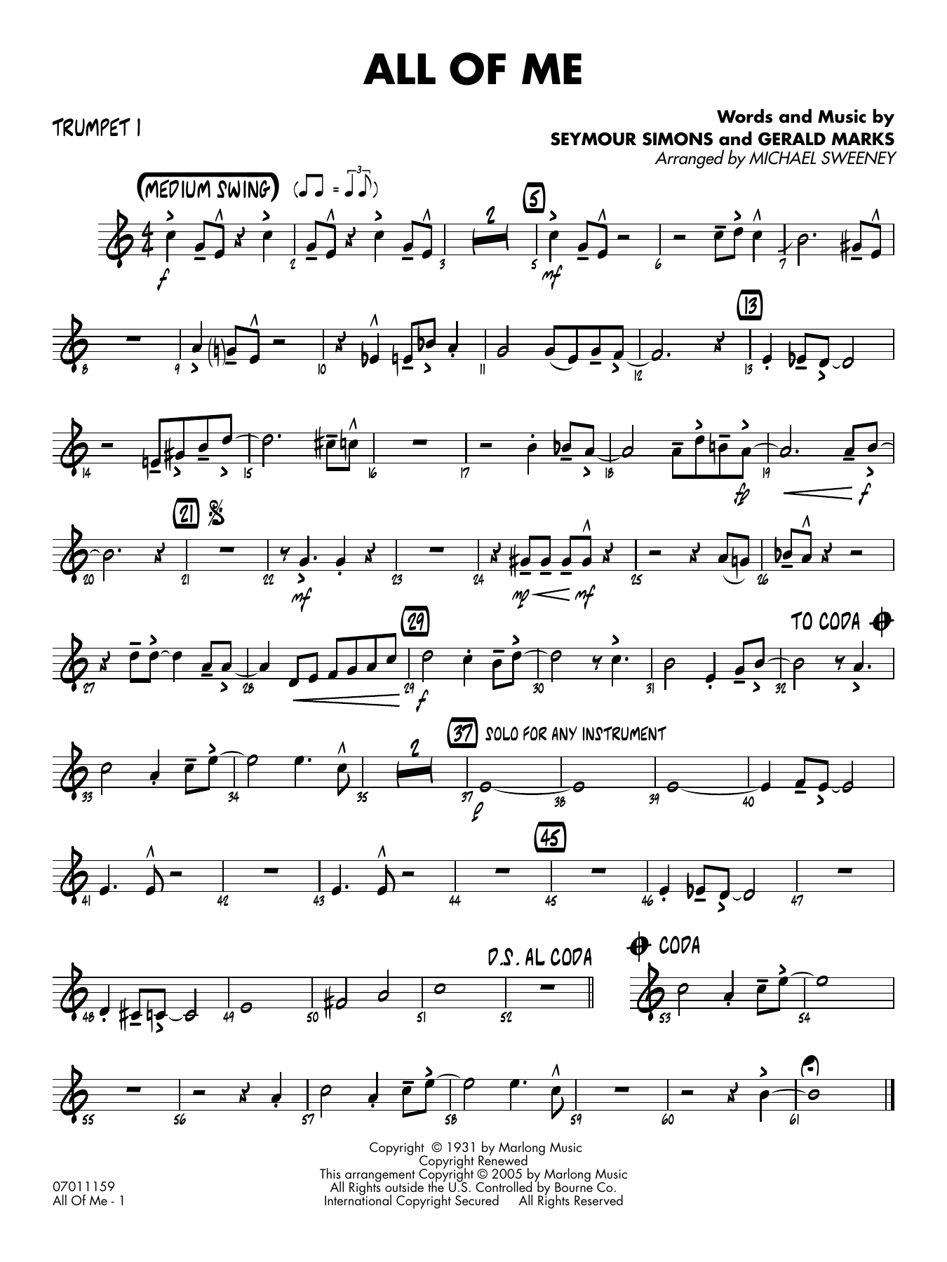 All of Me (arr. Michael Sweeney) - Trumpet 1