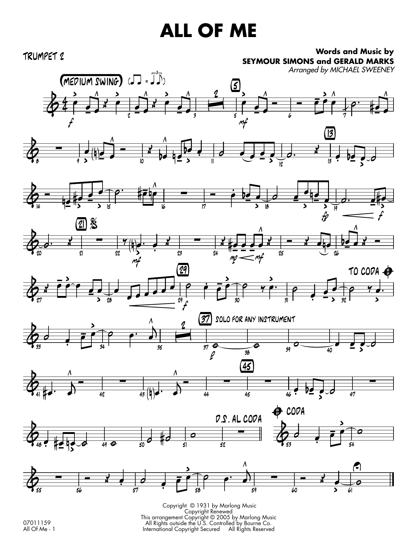 All of Me (arr. Michael Sweeney) - Trumpet 2