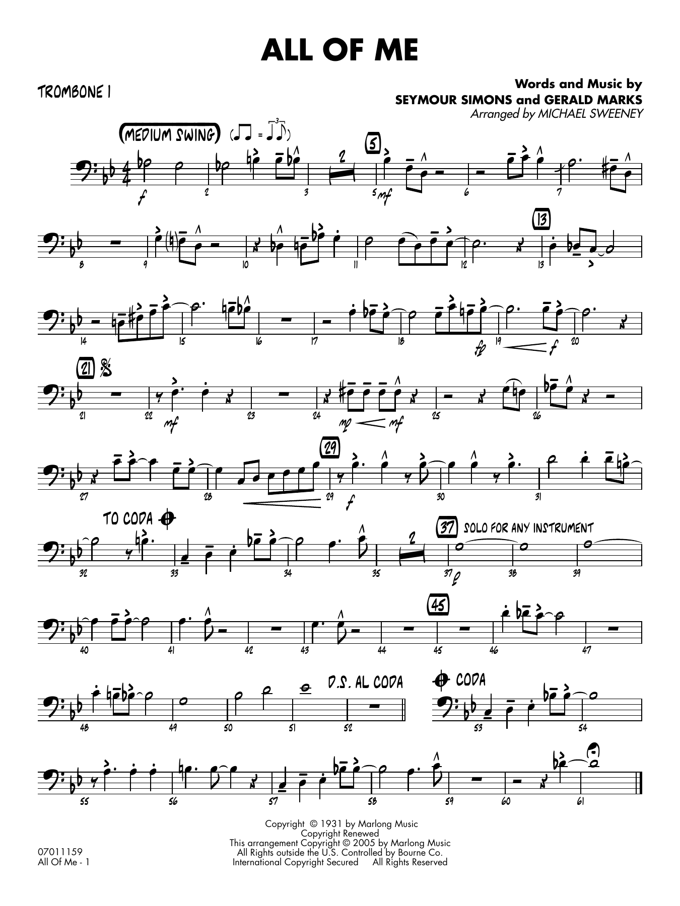 All of Me (arr. Michael Sweeney) - Trombone 1