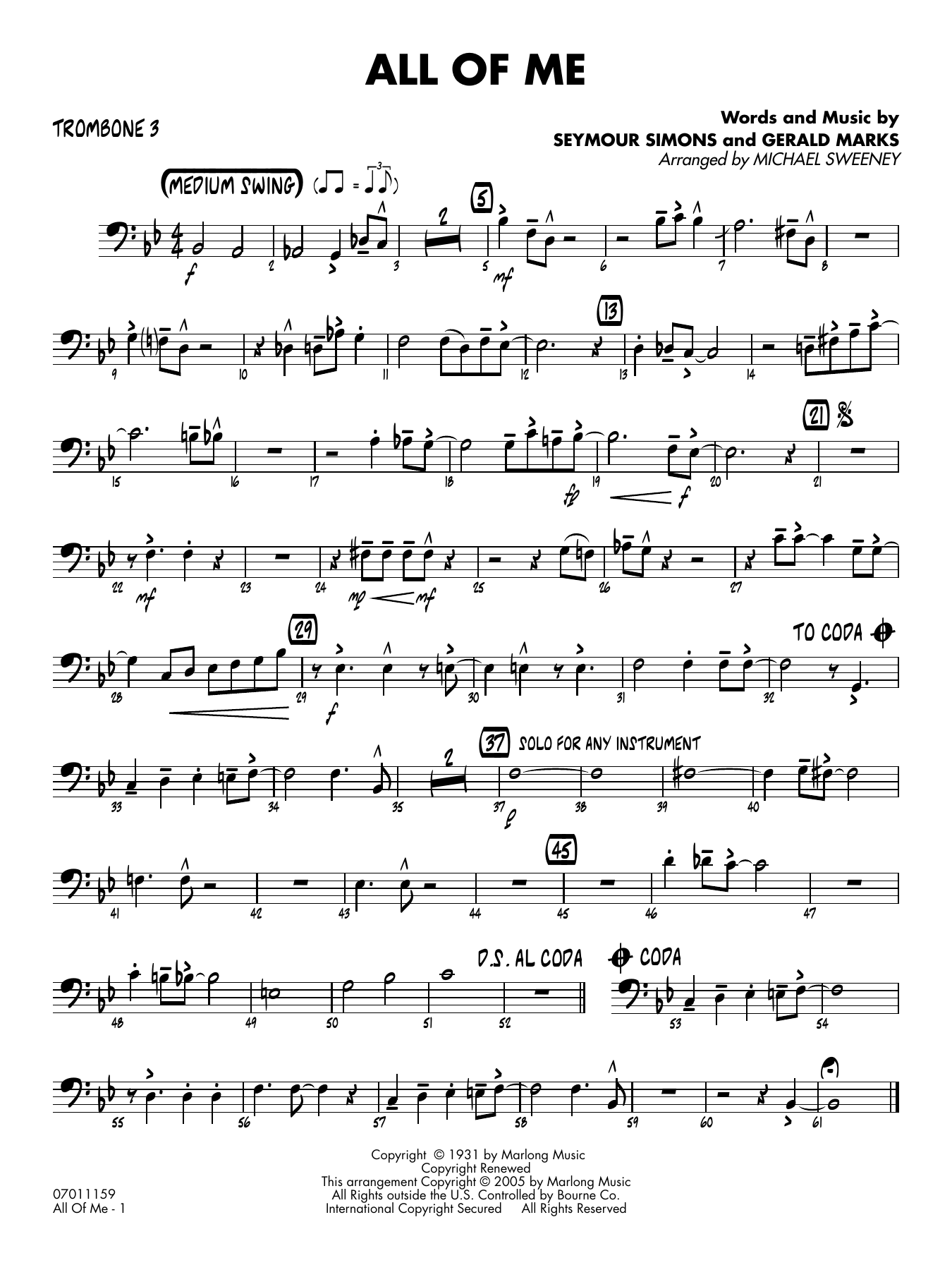 All of Me (arr. Michael Sweeney) - Trombone 3
