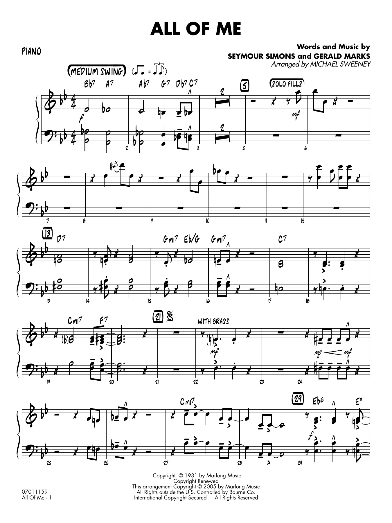 All of Me (arr. Michael Sweeney) - Piano