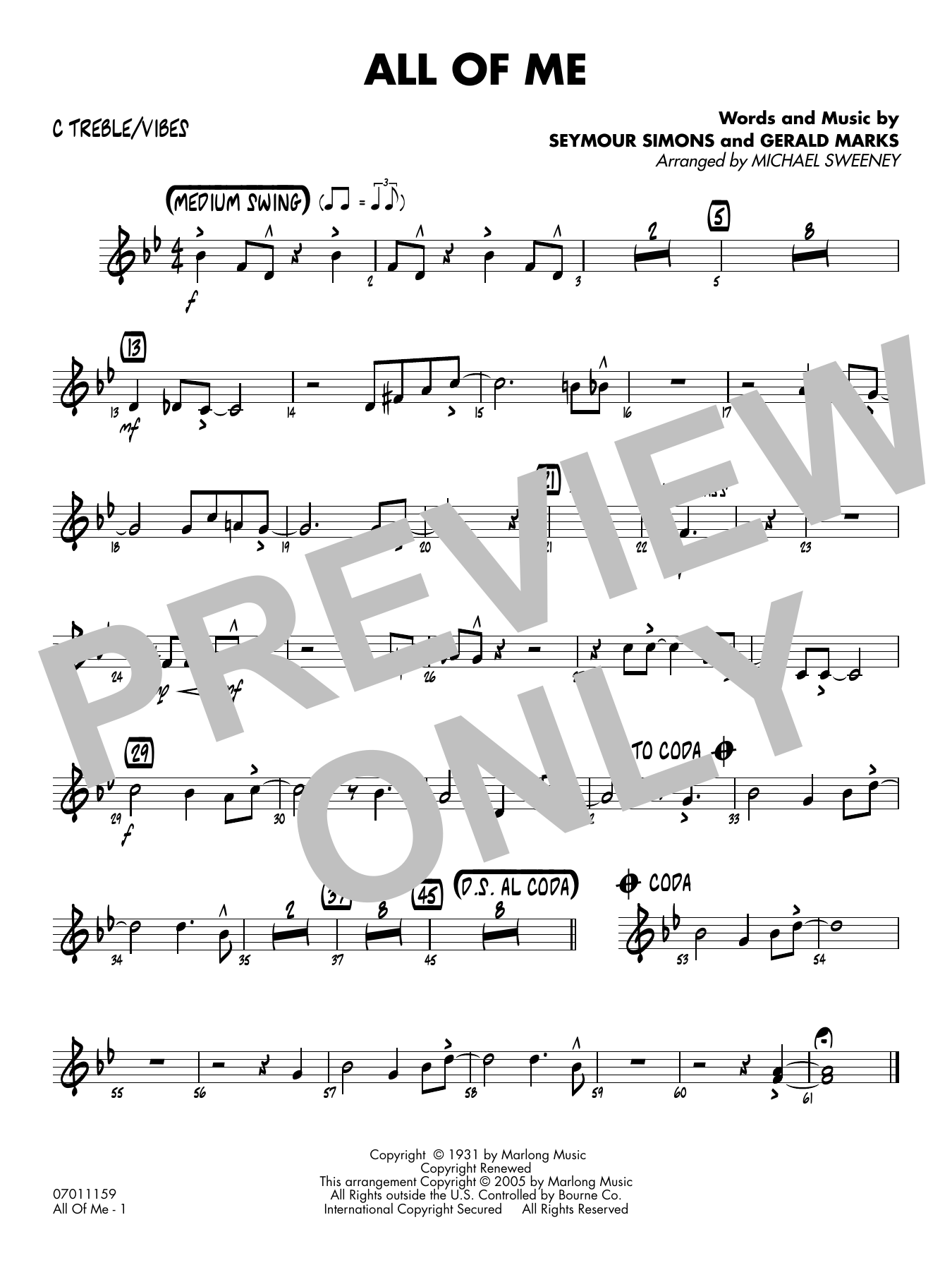 All of Me (arr. Michael Sweeney) - C Treble/Vibes