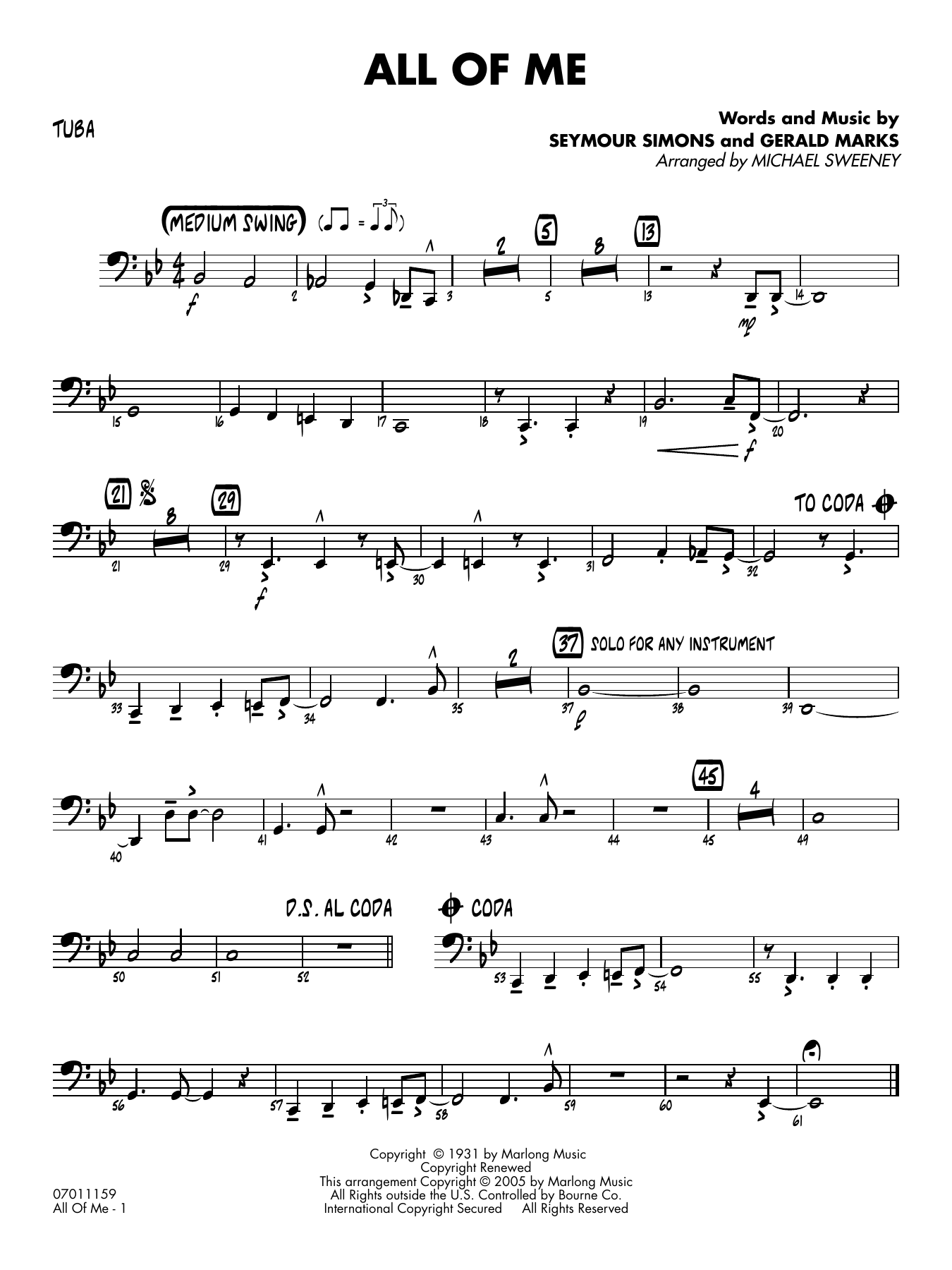 All of Me (arr. Michael Sweeney) - Tuba