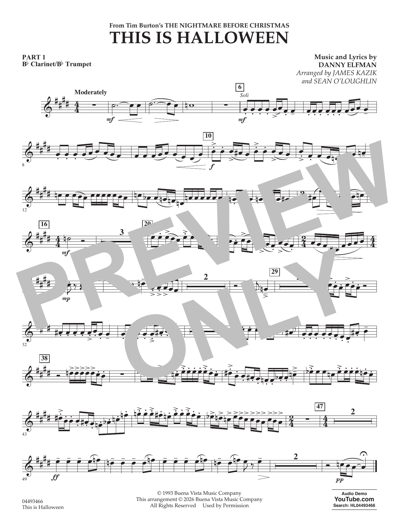 This Is Halloween (arr. Sean O'Loughlin) - Pt.1 - Bb Clarinet/Bb Trumpet
