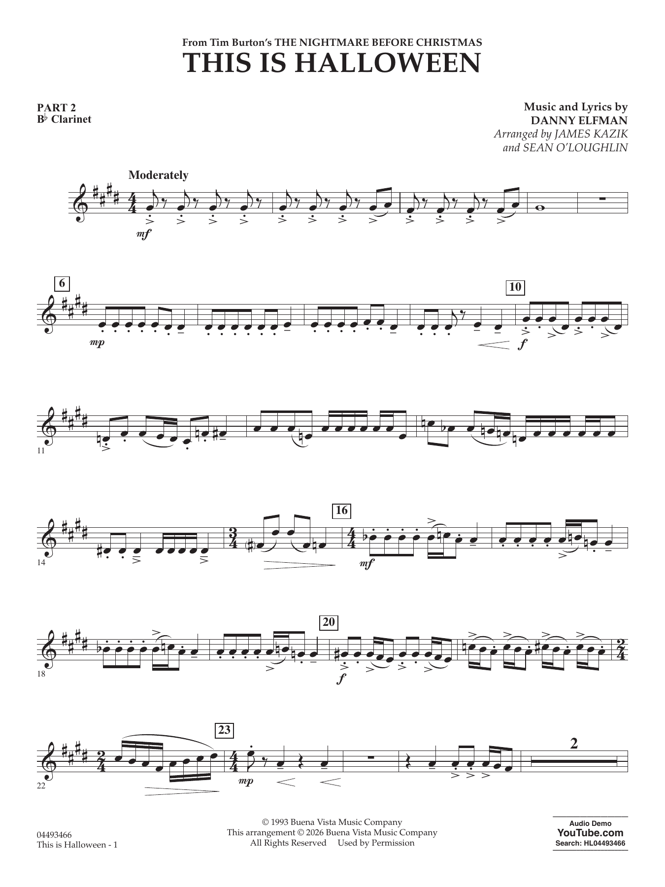 This Is Halloween (arr. Sean O'Loughlin) - Pt.2 - Bb Clarinet