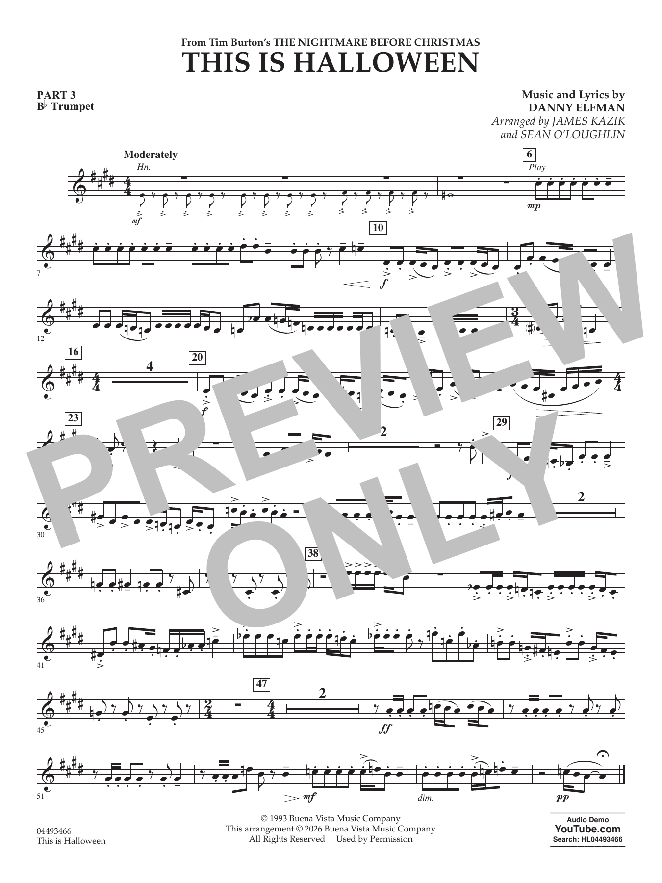 This Is Halloween (arr. Sean O'Loughlin) - Pt.3 - Bb Trumpet