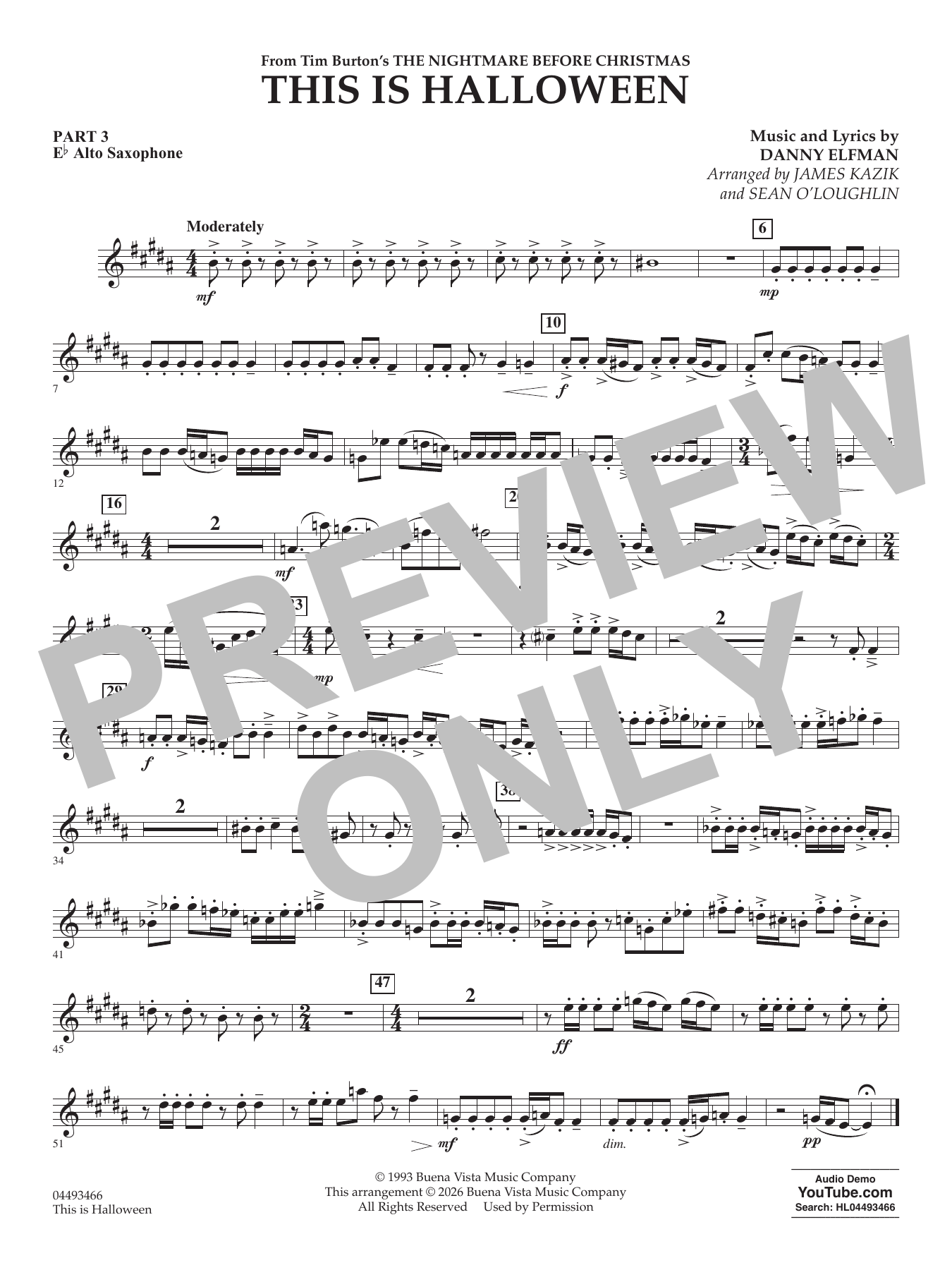 This Is Halloween (arr. Sean O'Loughlin) - Pt.3 - Eb Alto Saxophone
