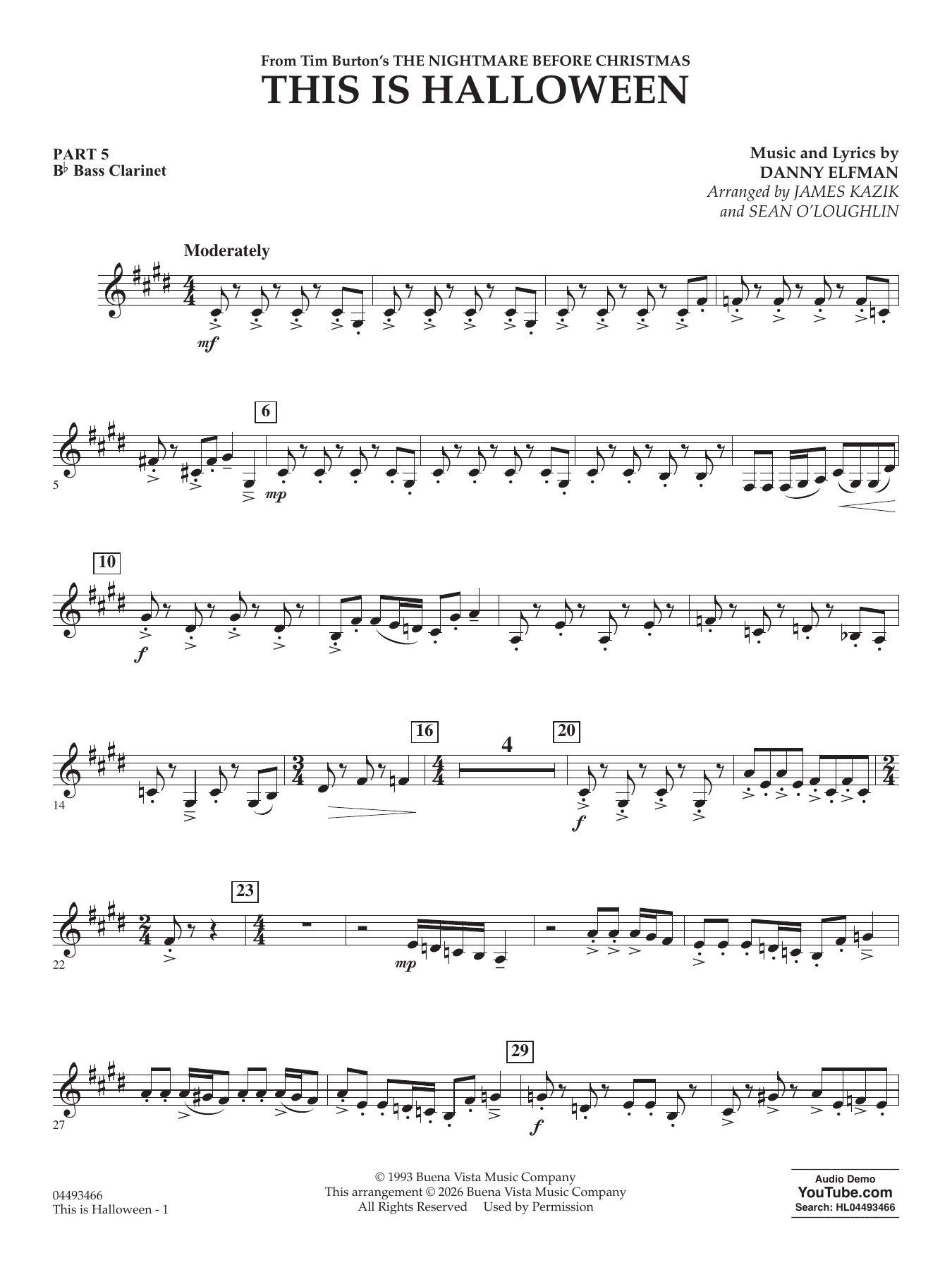 This Is Halloween (arr. Sean O'Loughlin) - Pt.5 - Bb Bass Clarinet