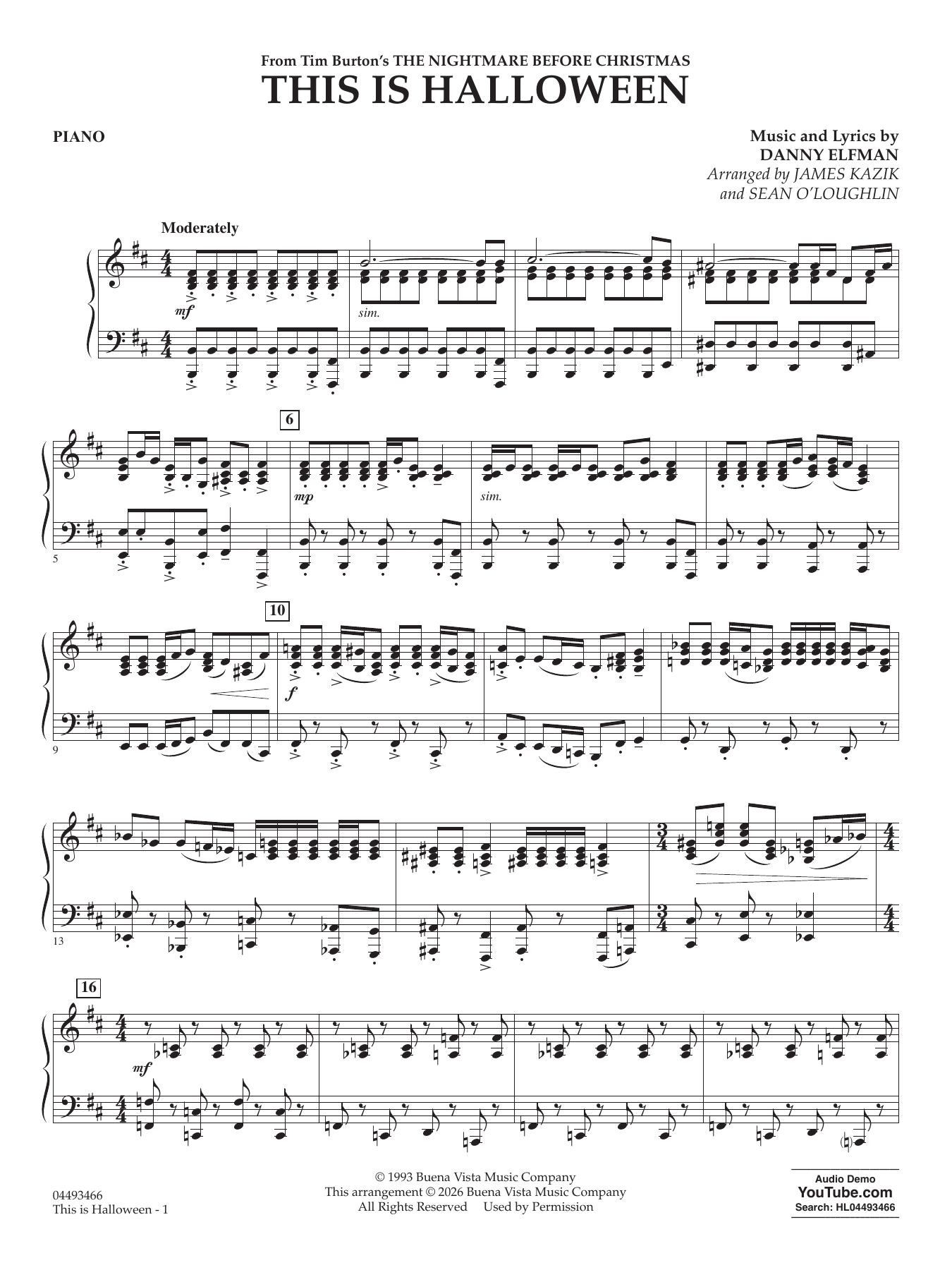 This Is Halloween (arr. Sean O'Loughlin) - Piano
