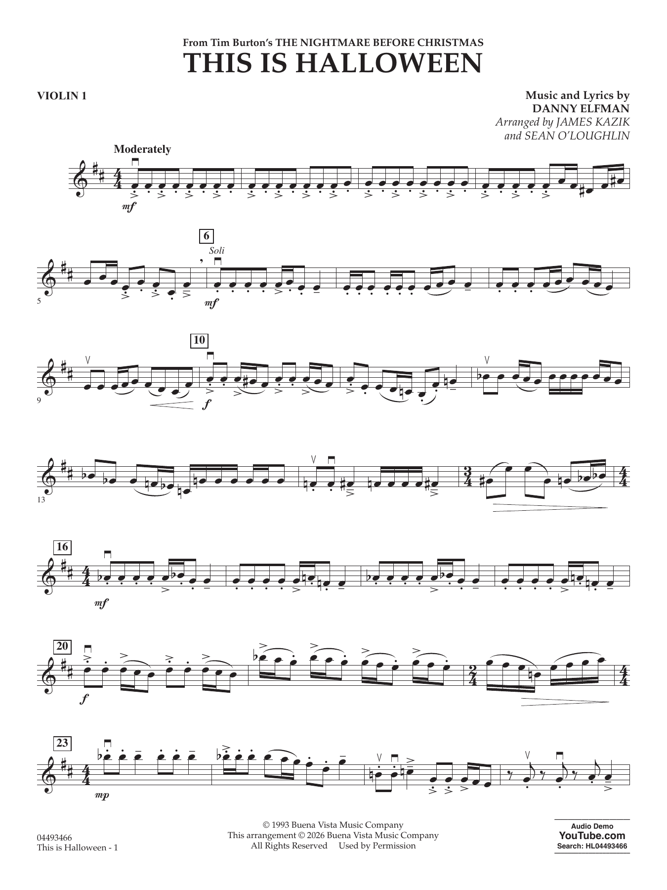 This Is Halloween (arr. Sean O'Loughlin) - Violin 1