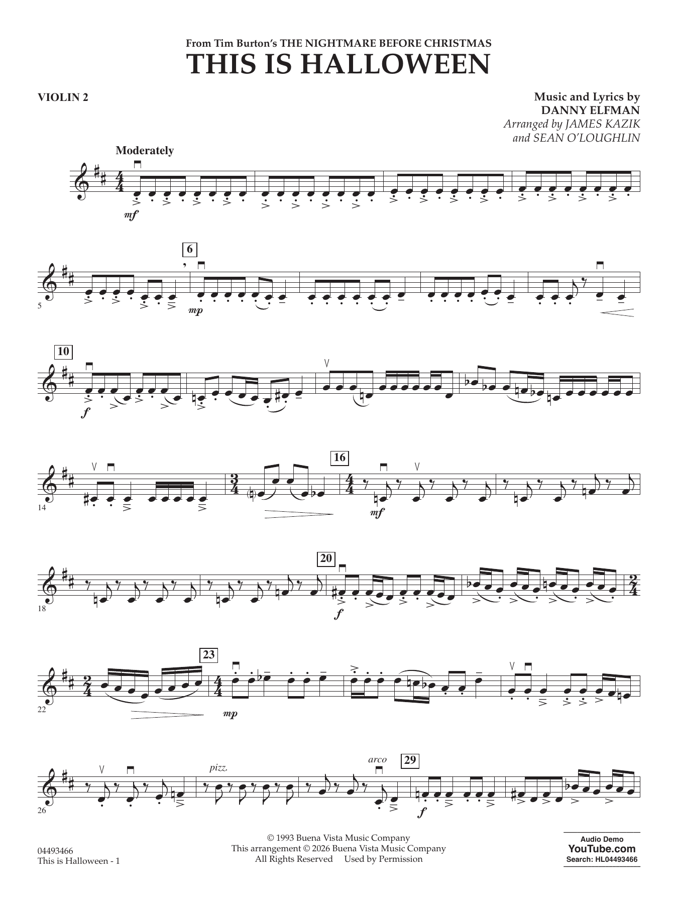 This Is Halloween (arr. Sean O'Loughlin) - Violin 2