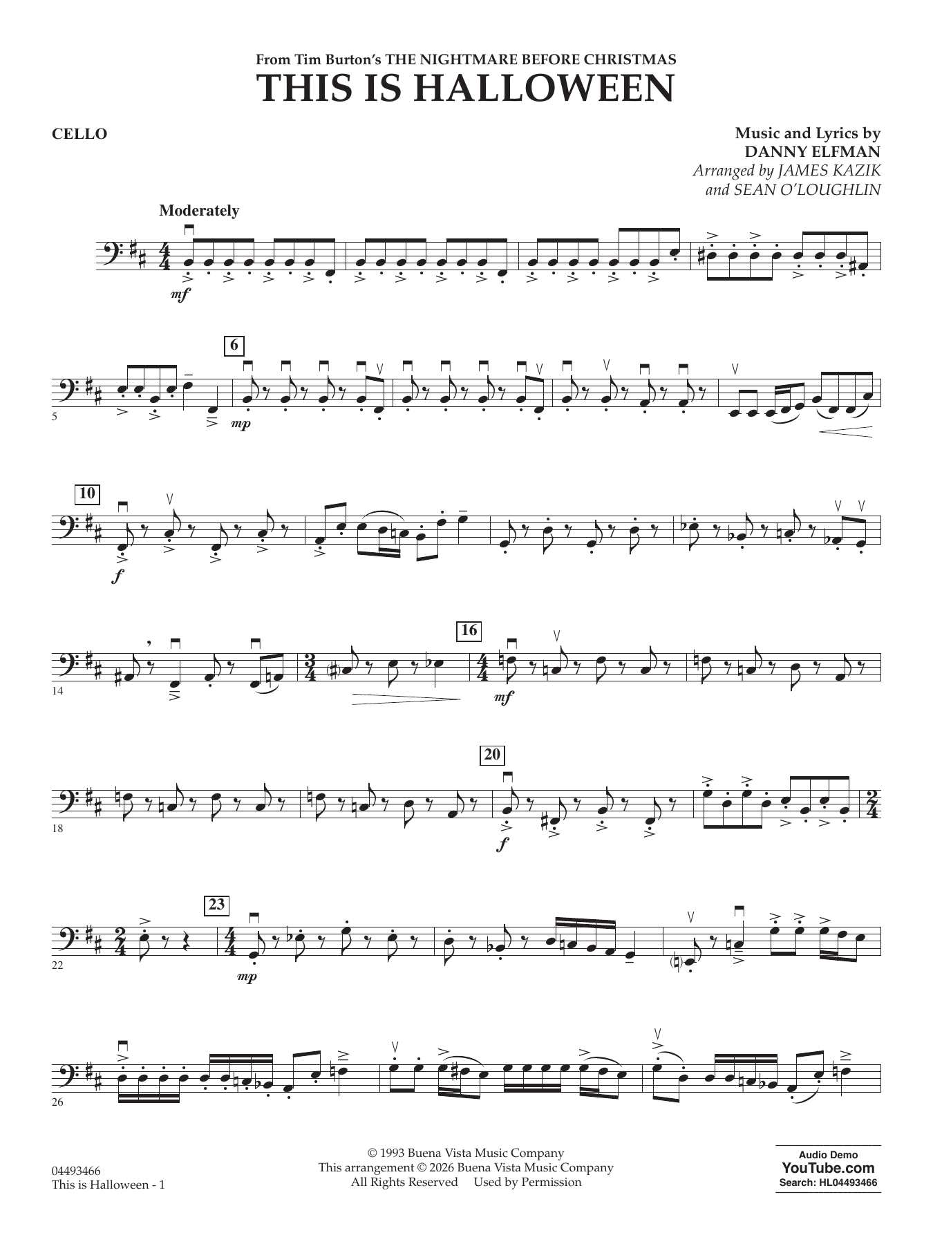 This Is Halloween (arr. Sean O'Loughlin) - Cello