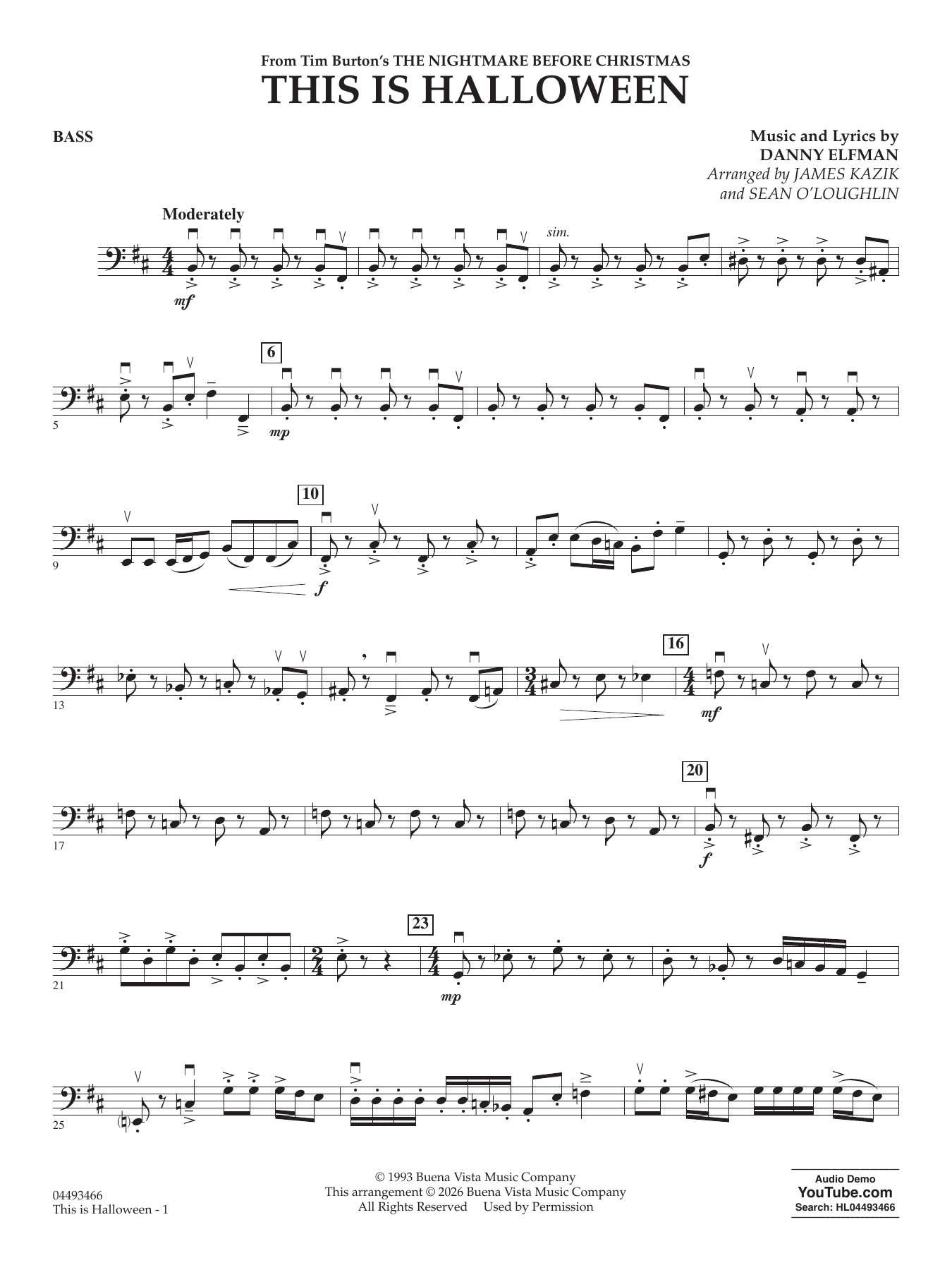 This Is Halloween (arr. Sean O'Loughlin) - Bass