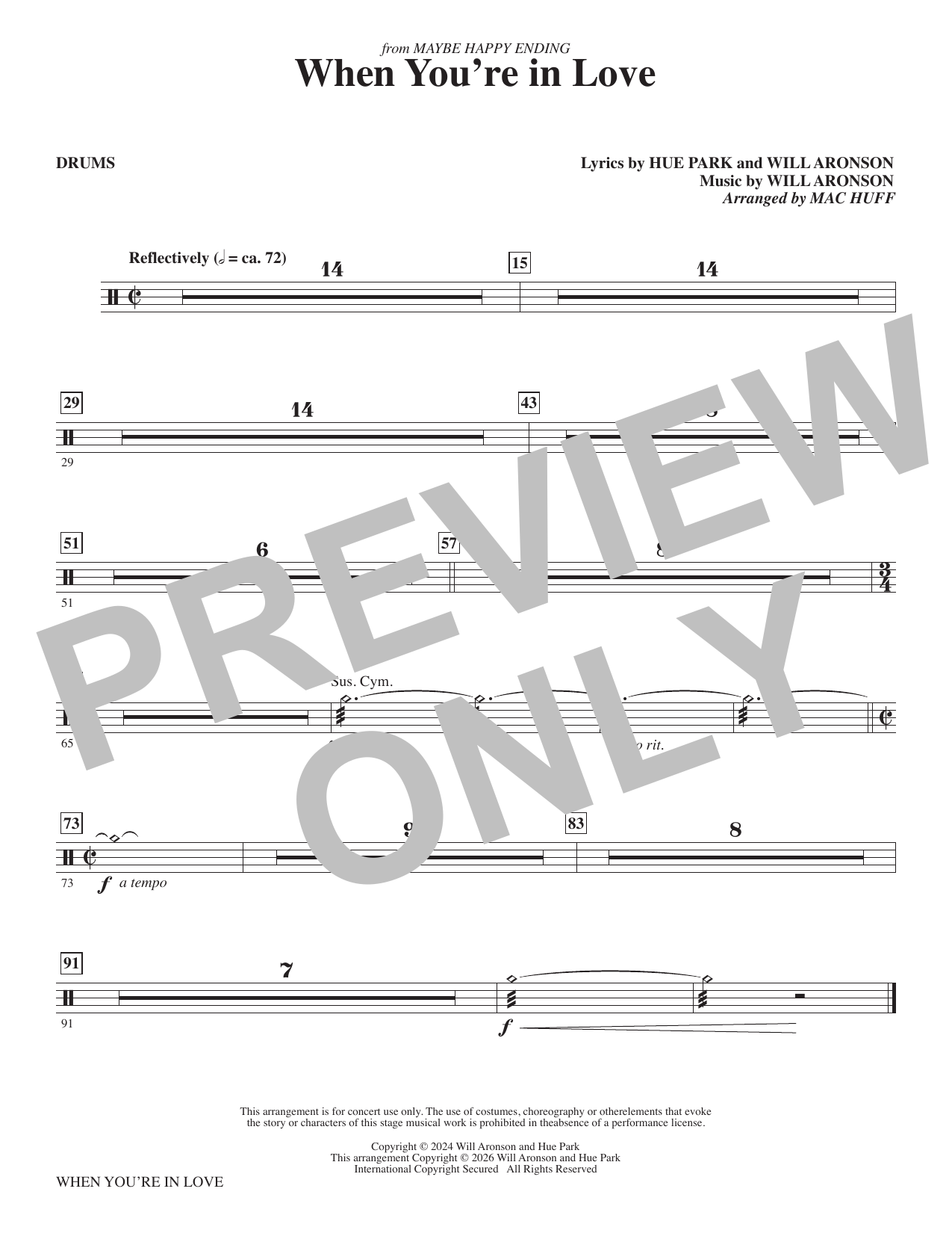When You're In Love (arr. Mac Huff) - Drums