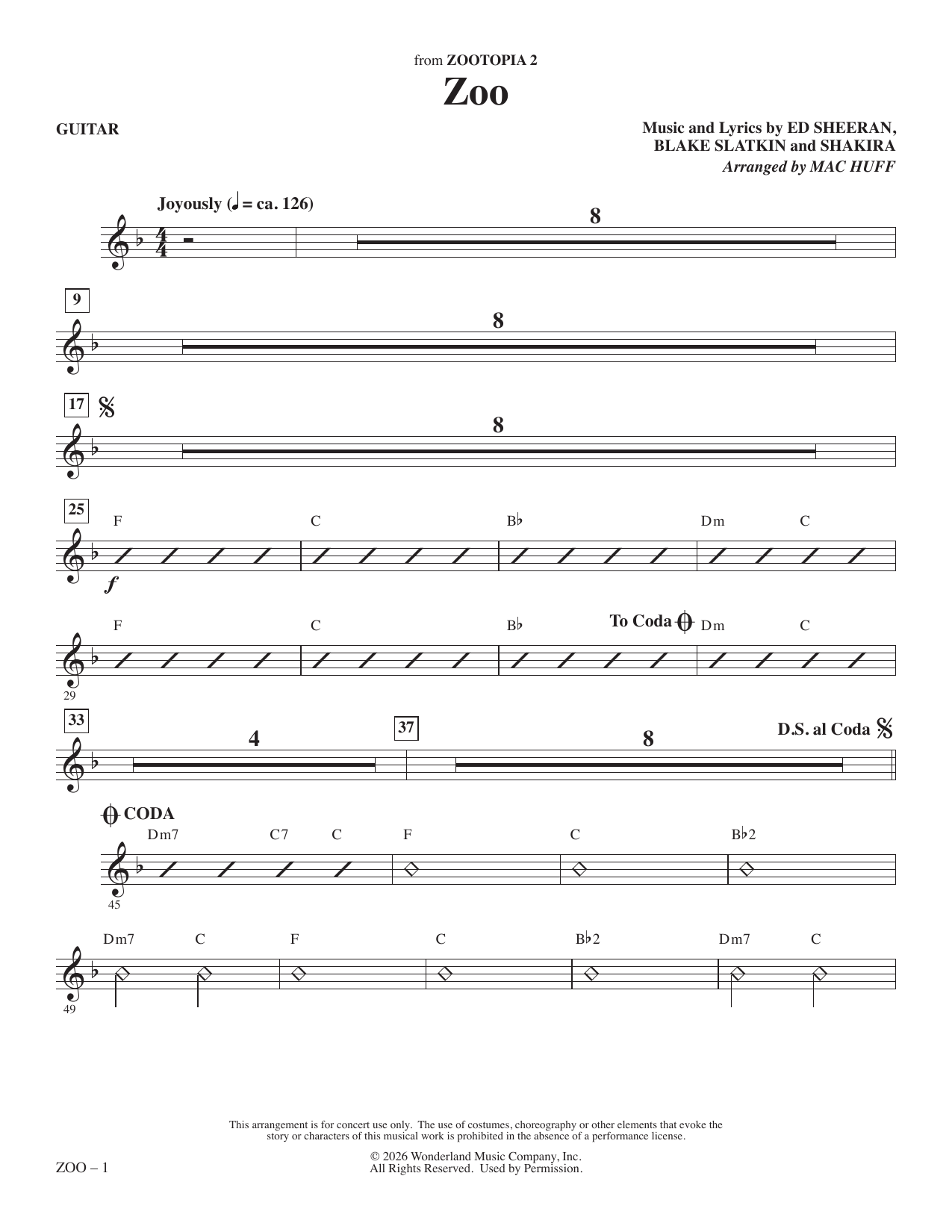 Zoo (from Zootopia 2) (arr. Mac Huff) - Guitar