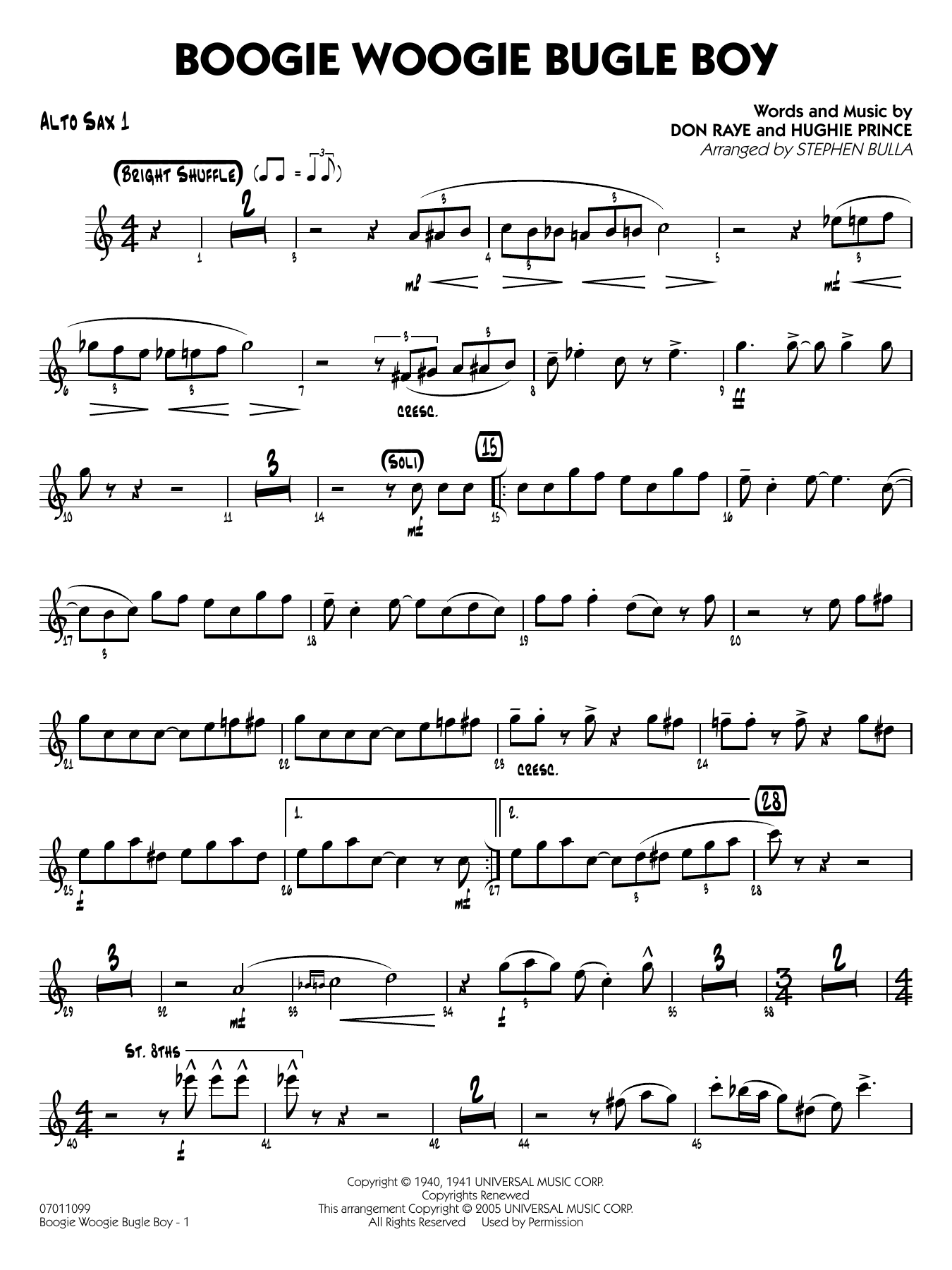 Boogie Woogie Bugle Boy (arr. Stephen Bulla) - Alto Sax 1