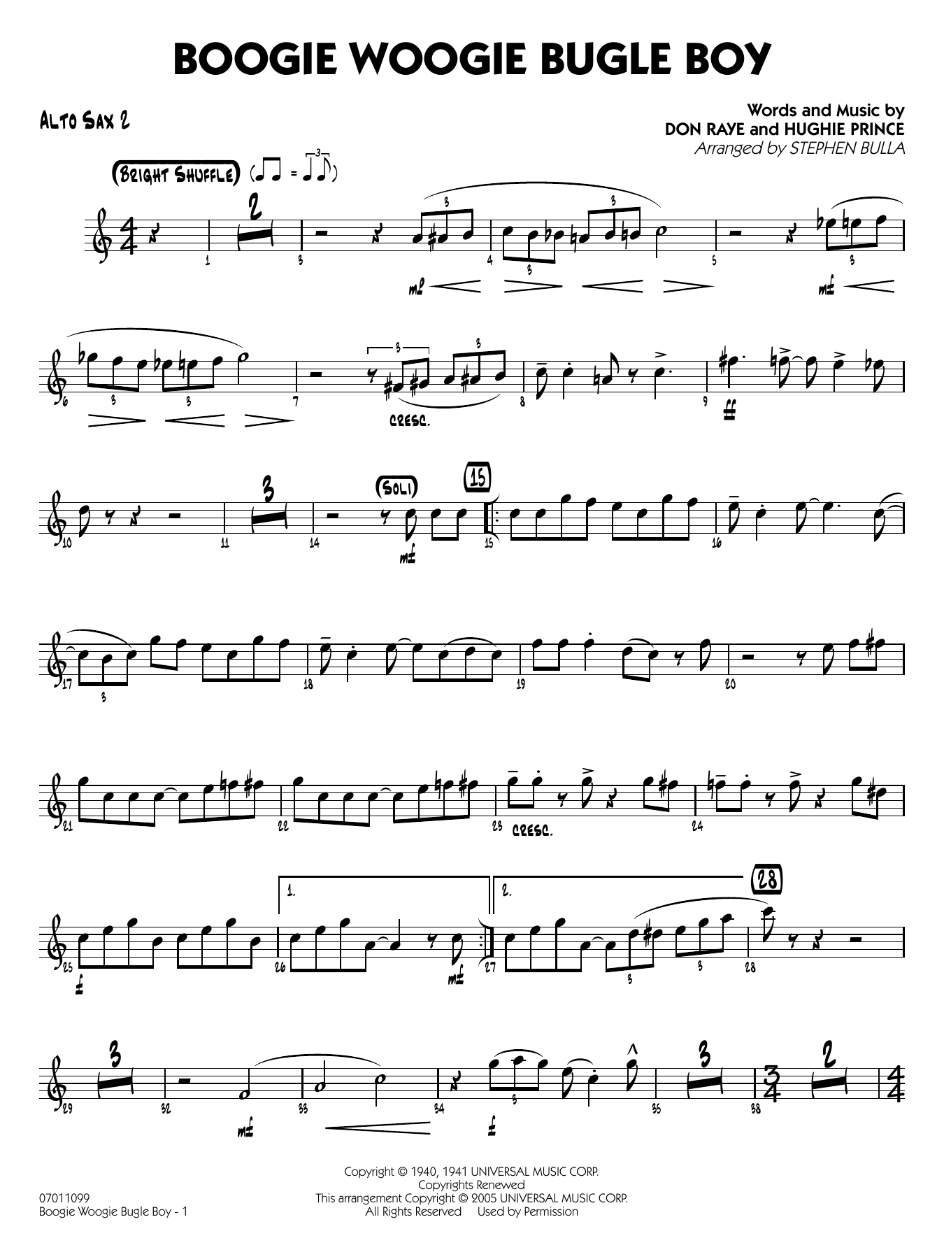 Boogie Woogie Bugle Boy (arr. Stephen Bulla) - Alto Sax 2