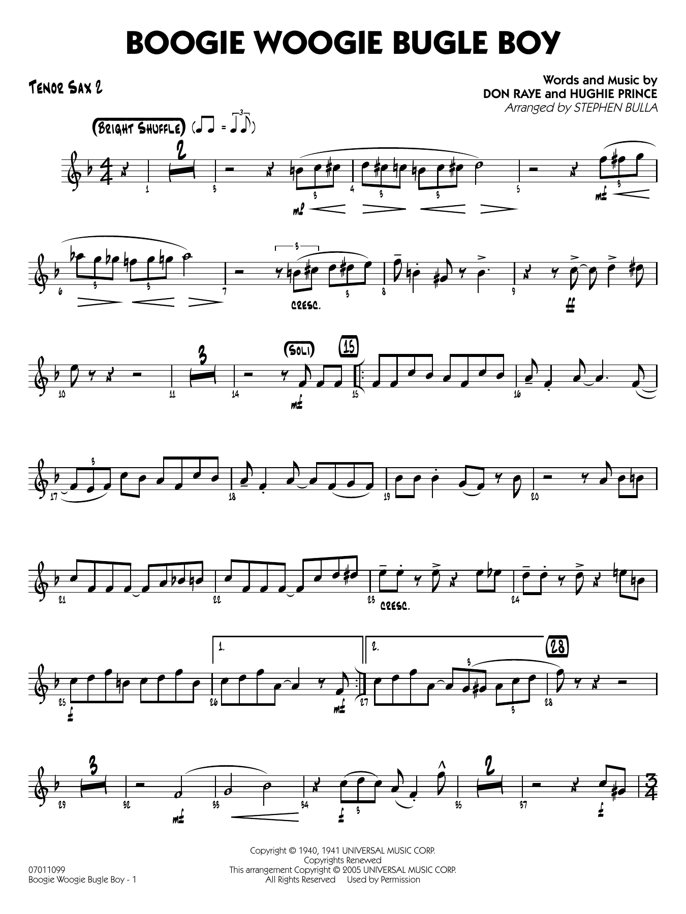 Boogie Woogie Bugle Boy (arr. Stephen Bulla) - Tenor Sax 2