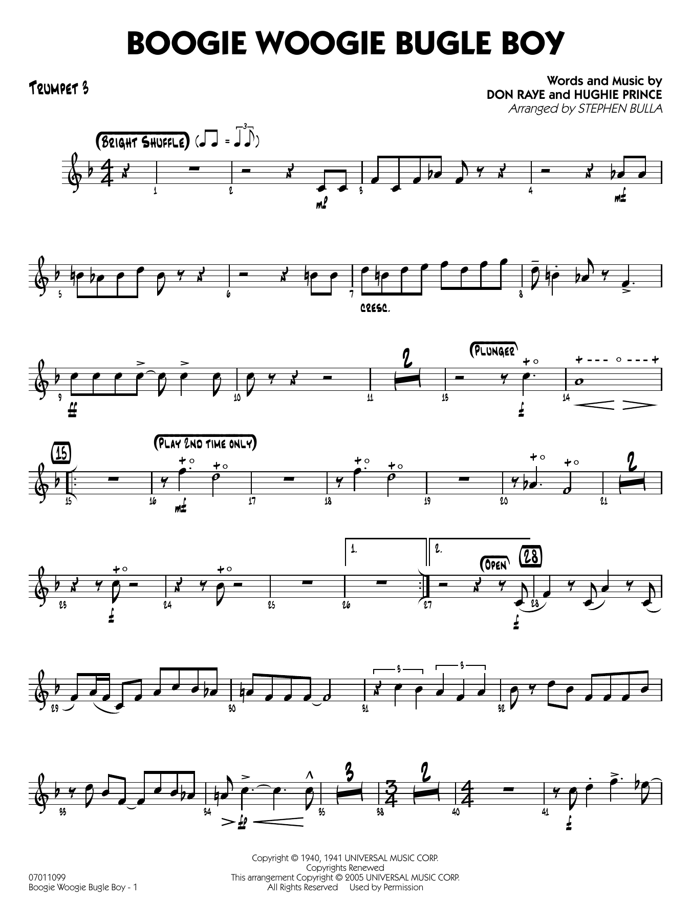 Boogie Woogie Bugle Boy (arr. Stephen Bulla) - Trumpet 3