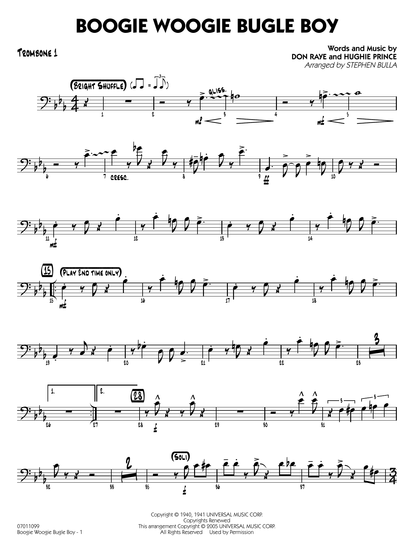 Boogie Woogie Bugle Boy (arr. Stephen Bulla) - Trombone 1