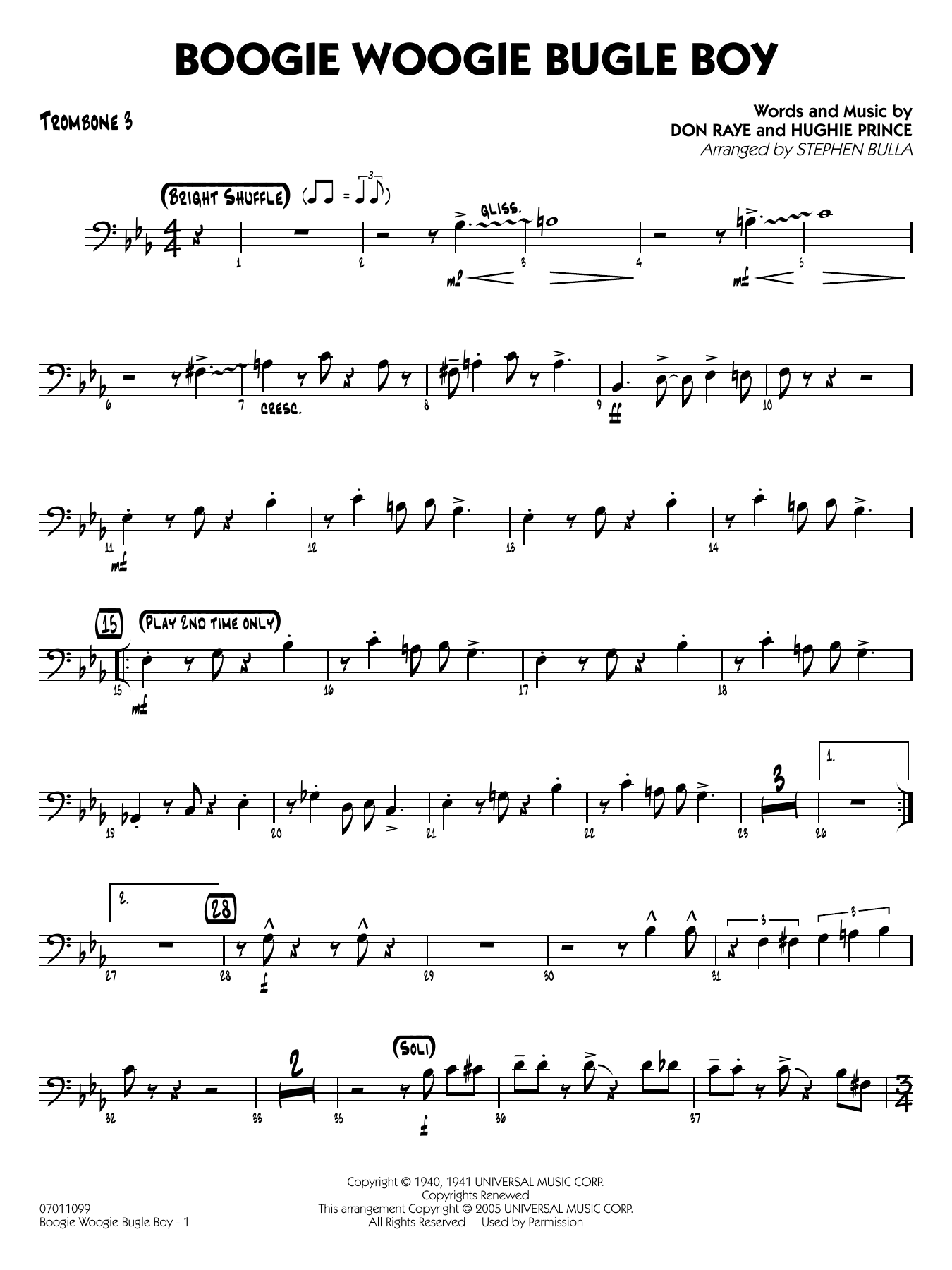 Boogie Woogie Bugle Boy (arr. Stephen Bulla) - Trombone 3