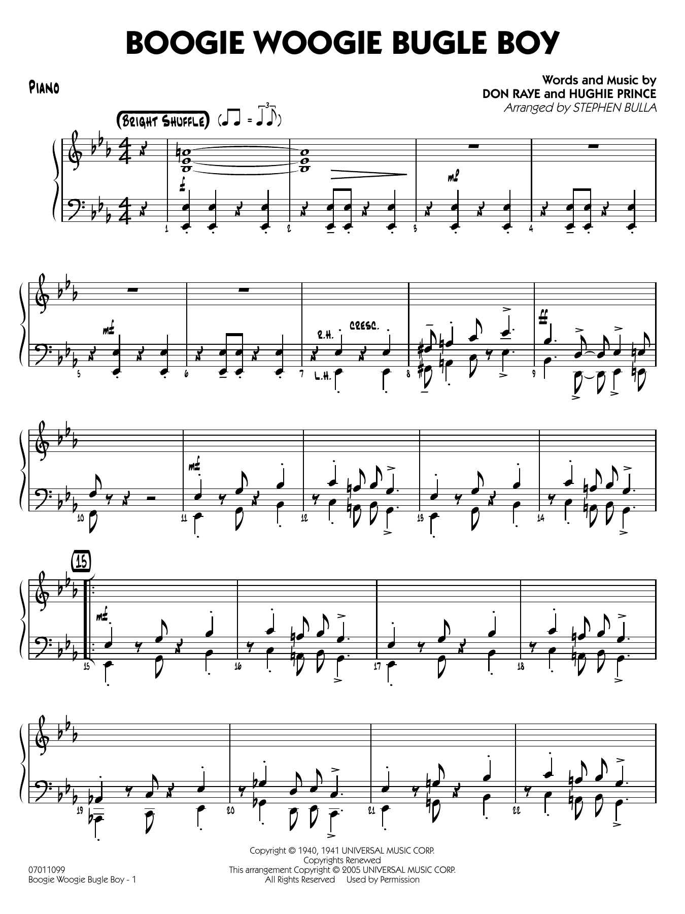Boogie Woogie Bugle Boy (arr. Stephen Bulla) - Piano