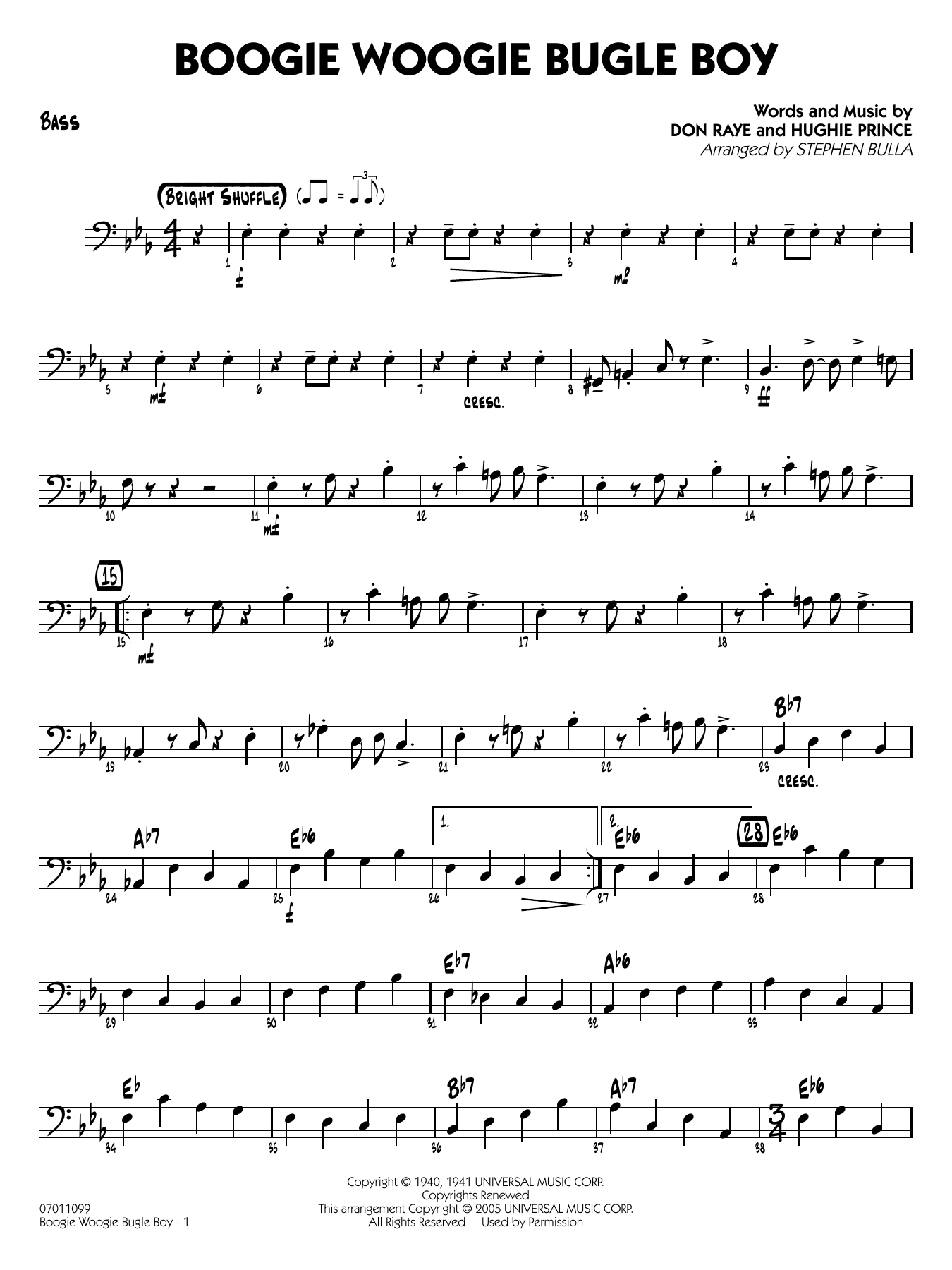 Boogie Woogie Bugle Boy (arr. Stephen Bulla) - Bass
