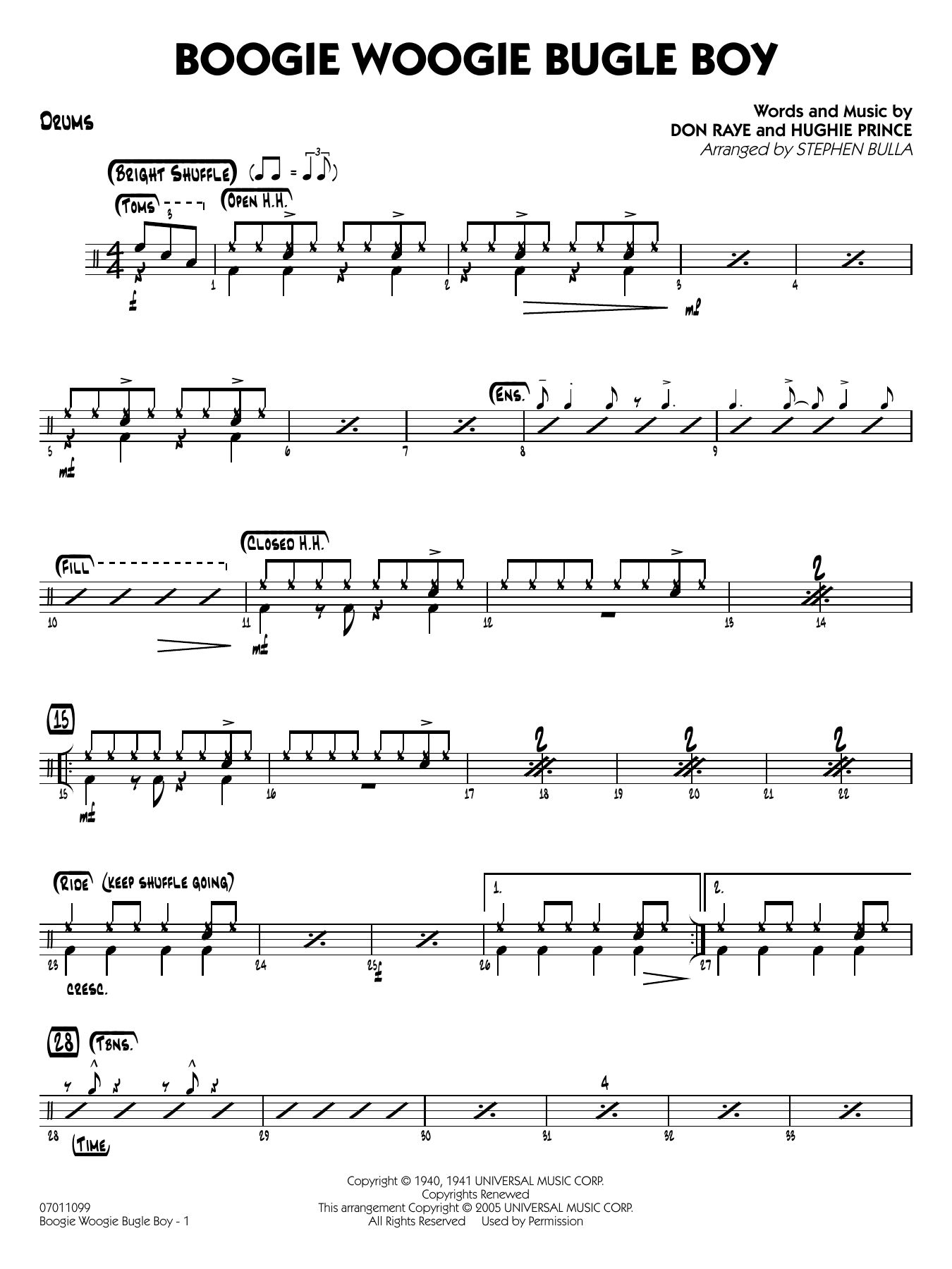 Boogie Woogie Bugle Boy (arr. Stephen Bulla) - Drums