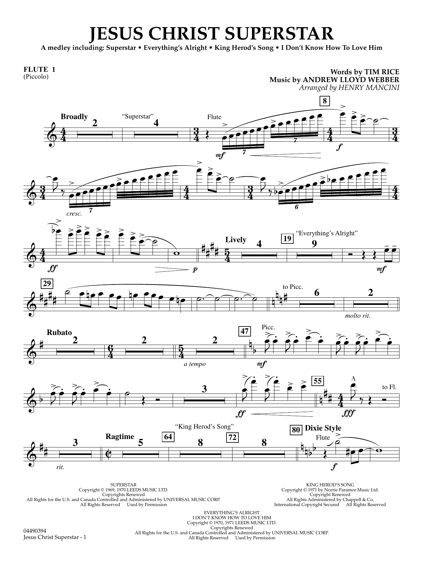 Jesus Christ Superstar (Medley) (arr. Henry Mancini) - Flute 1