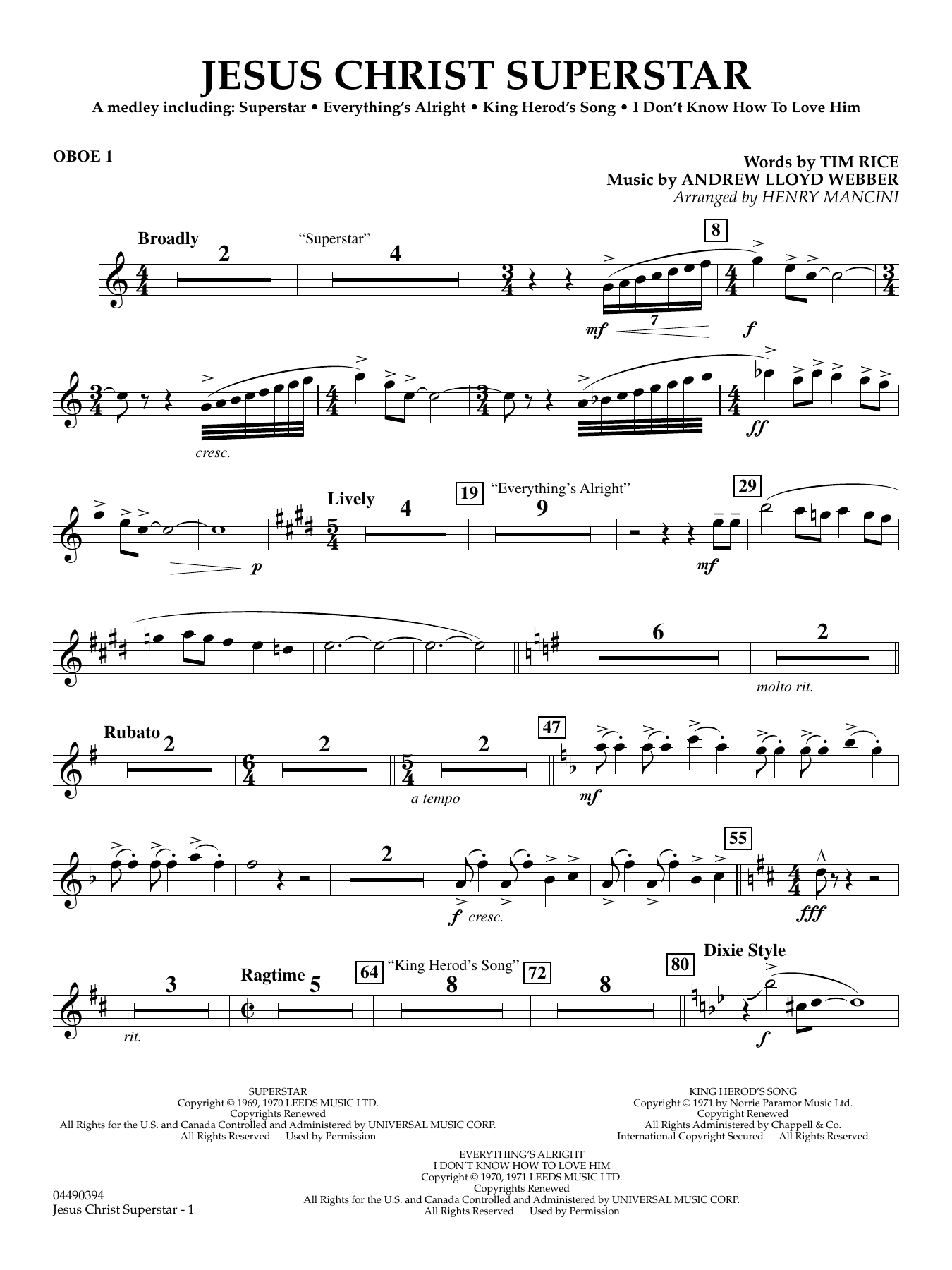 Jesus Christ Superstar (Medley) (arr. Henry Mancini) - Oboe 1